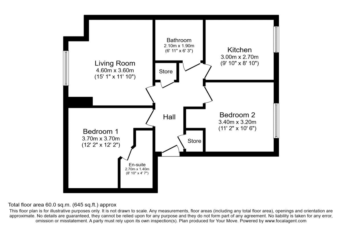 Floorplan of 2 bedroom Flat to rent, Duthac Court, Dunfermline, Fife, KY11