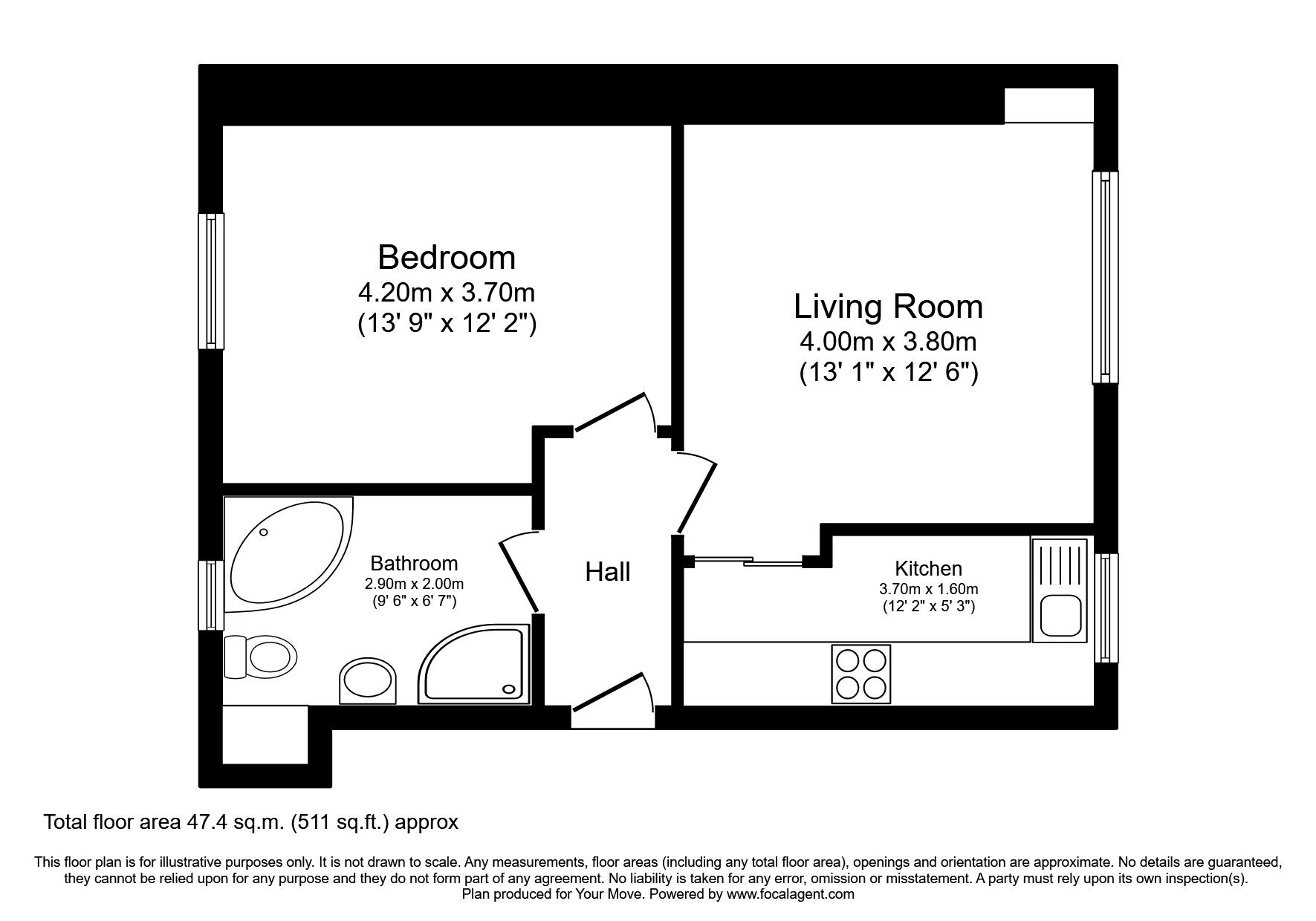 Floorplan of 1 bedroom  Flat for sale, Shamrock Street, Dunfermline, Fife, KY12