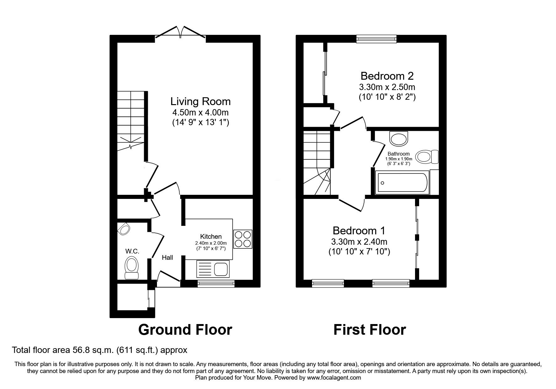 Floorplan of 2 bedroom Mid Terrace House for sale, Dundonnell Way, Dunfermline, Fife, KY11