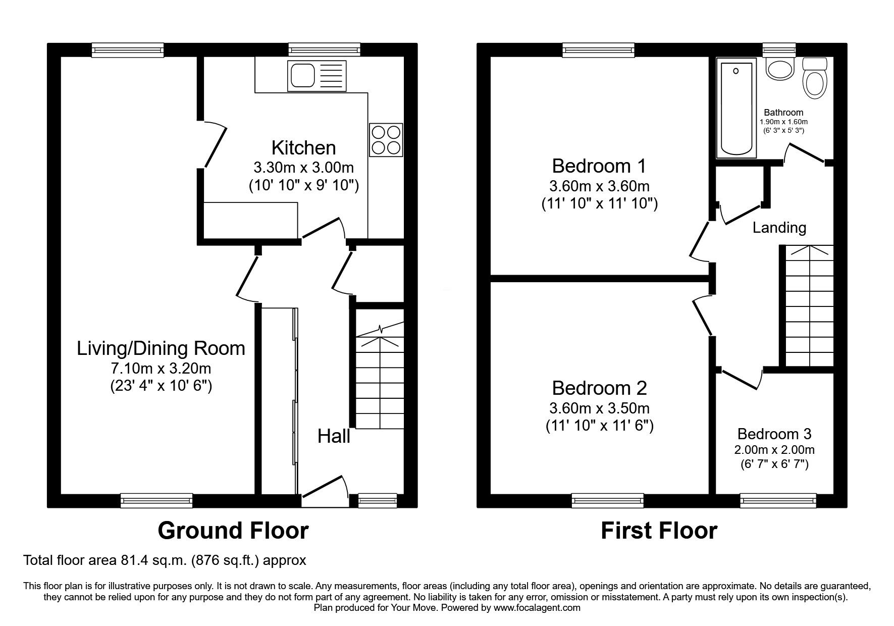 Floorplan of 3 bedroom End Terrace House for sale, Leadside Crescent, Wellwood, Fife, KY12