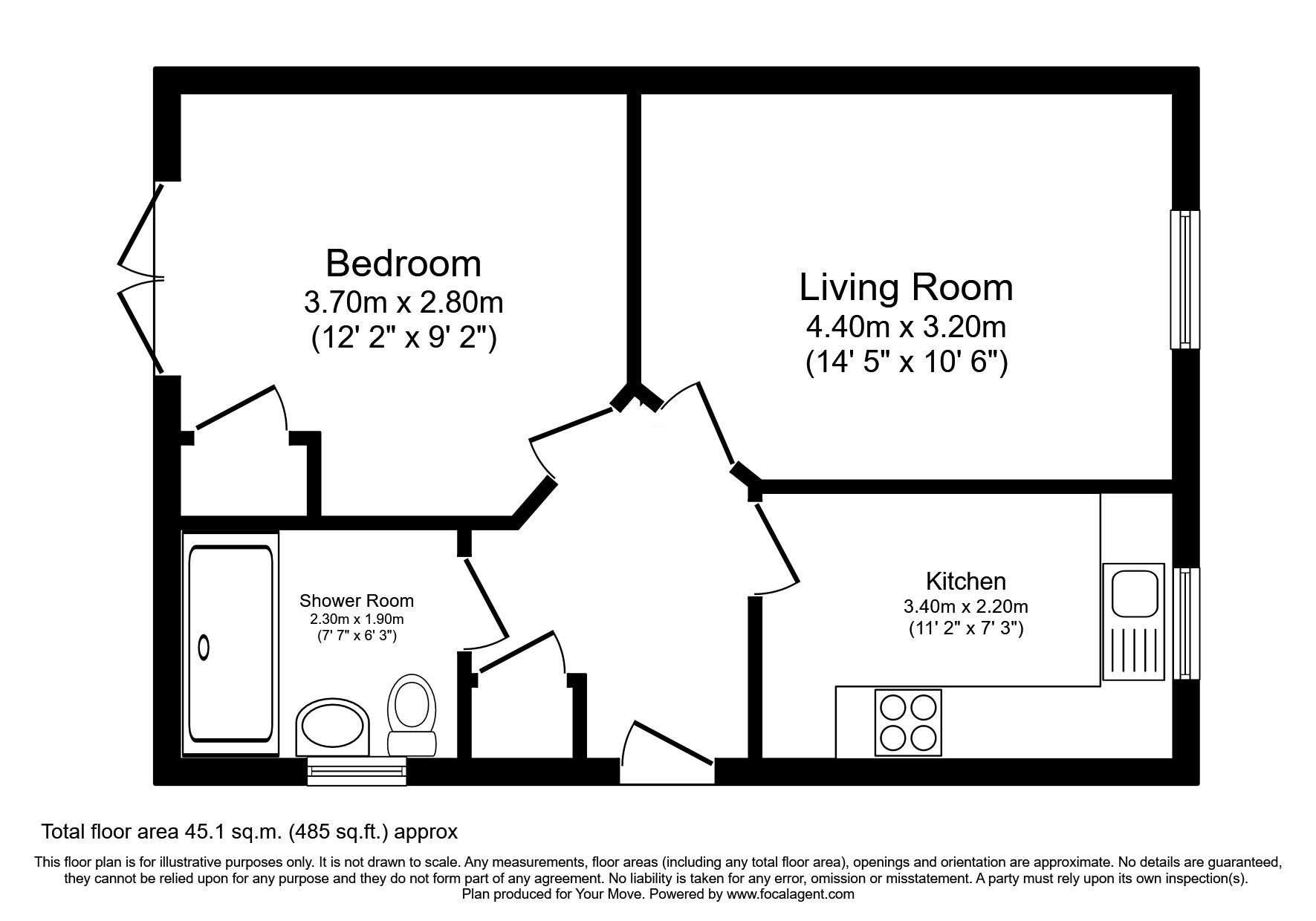 Floorplan of 1 bedroom Semi Detached Bungalow for sale, Springhill Brae, Crossgates, Fife, KY4