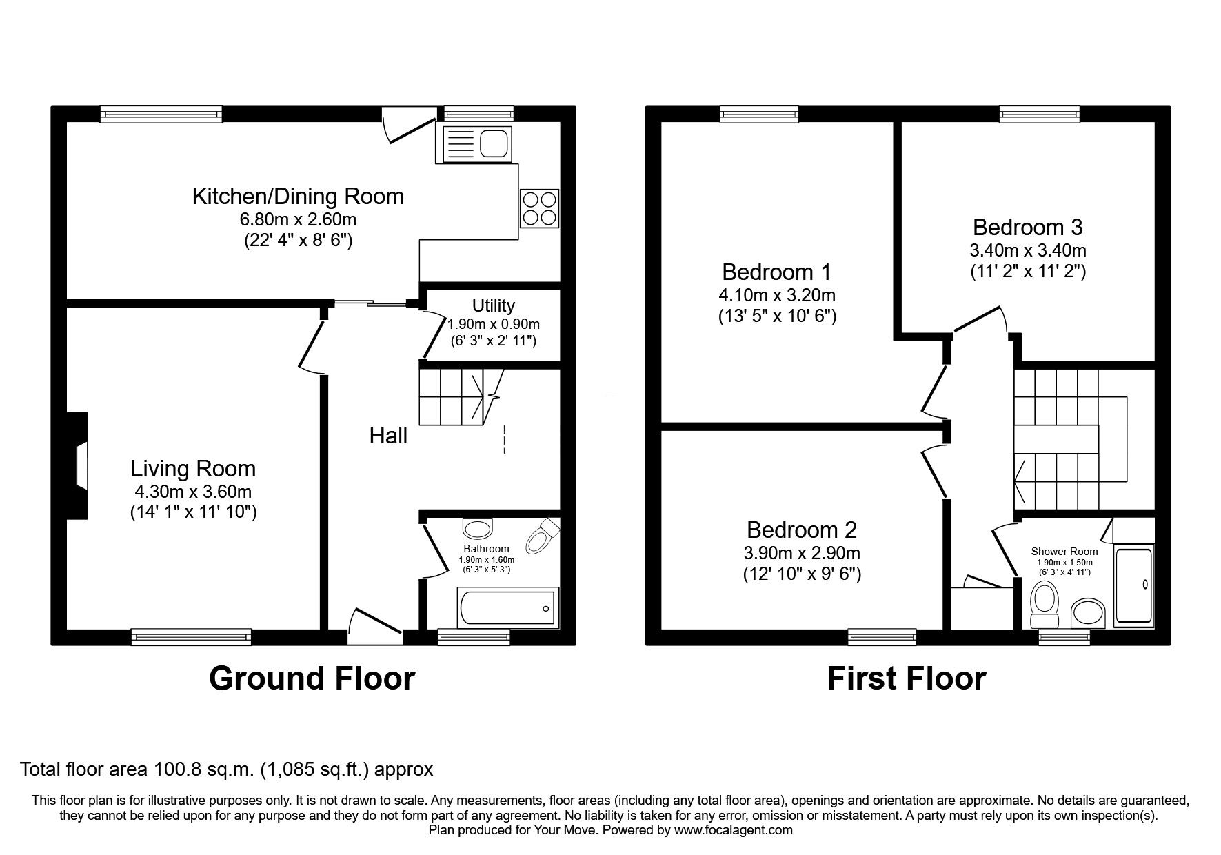 Floorplan of 3 bedroom End Terrace House for sale, Chapel Street, Cowdenbeath, Fife, KY4