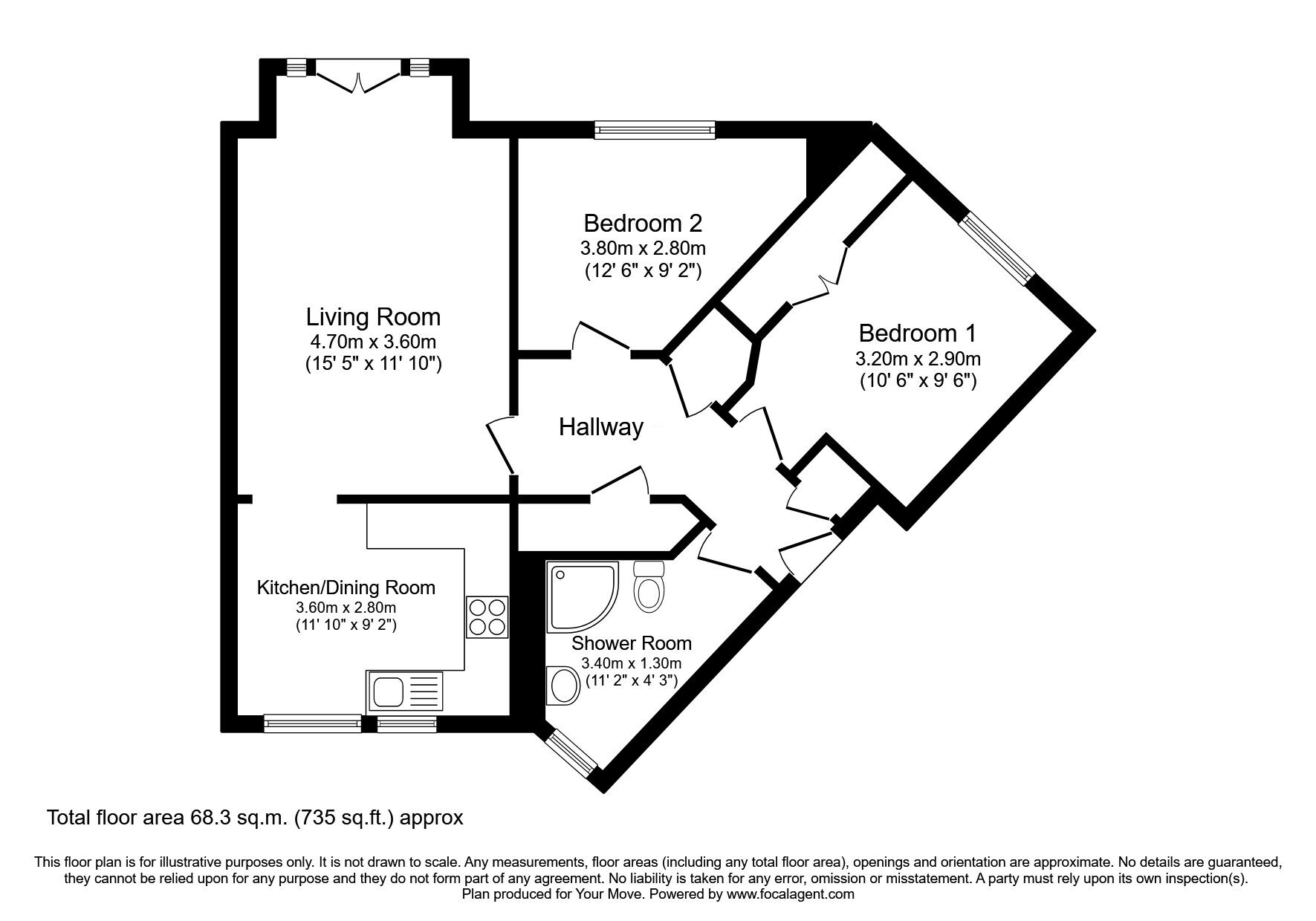 Floorplan of 2 bedroom  Flat for sale, Macgregor Road, Dunfermline, Fife, KY11