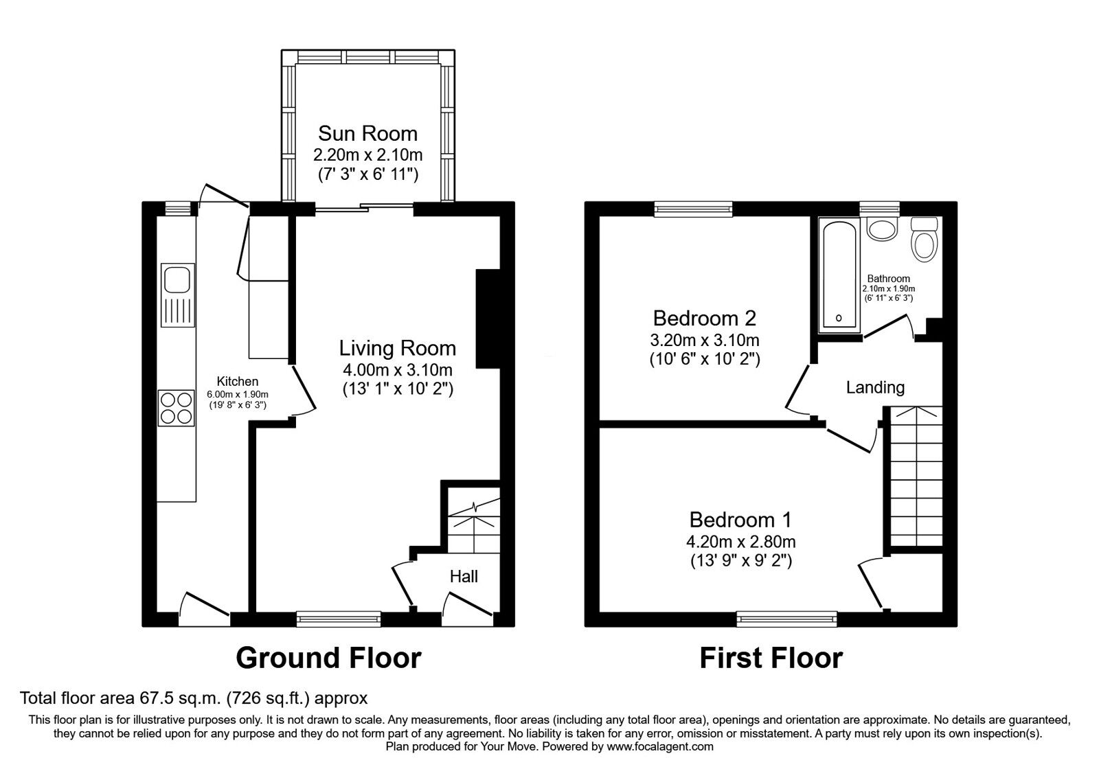 Floorplan of 2 bedroom Mid Terrace House for sale, Whitelaw Road, Dunfermline, Fife, KY11