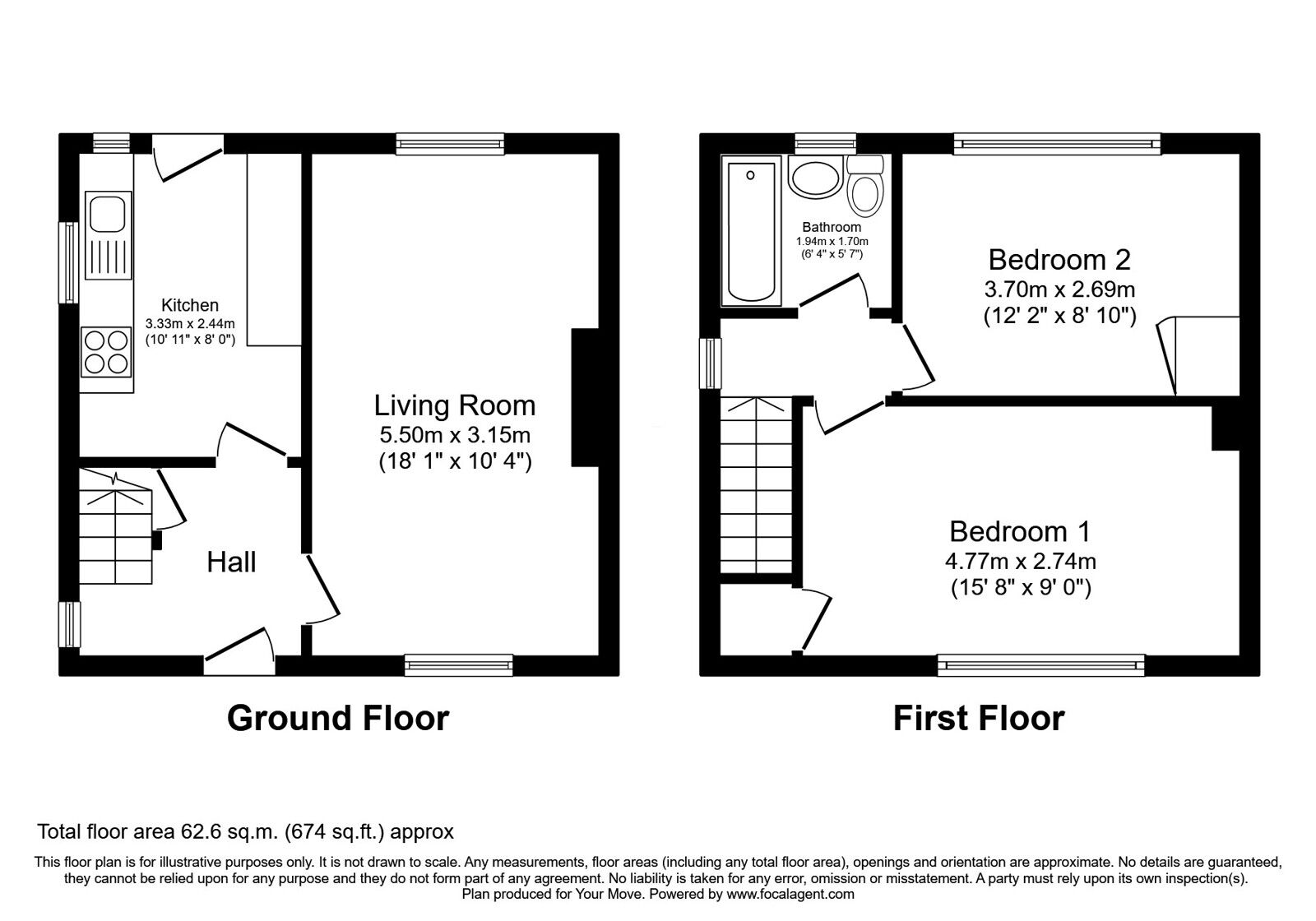 Floorplan of 2 bedroom End Terrace House for sale, Nith Street, Fife, KY11