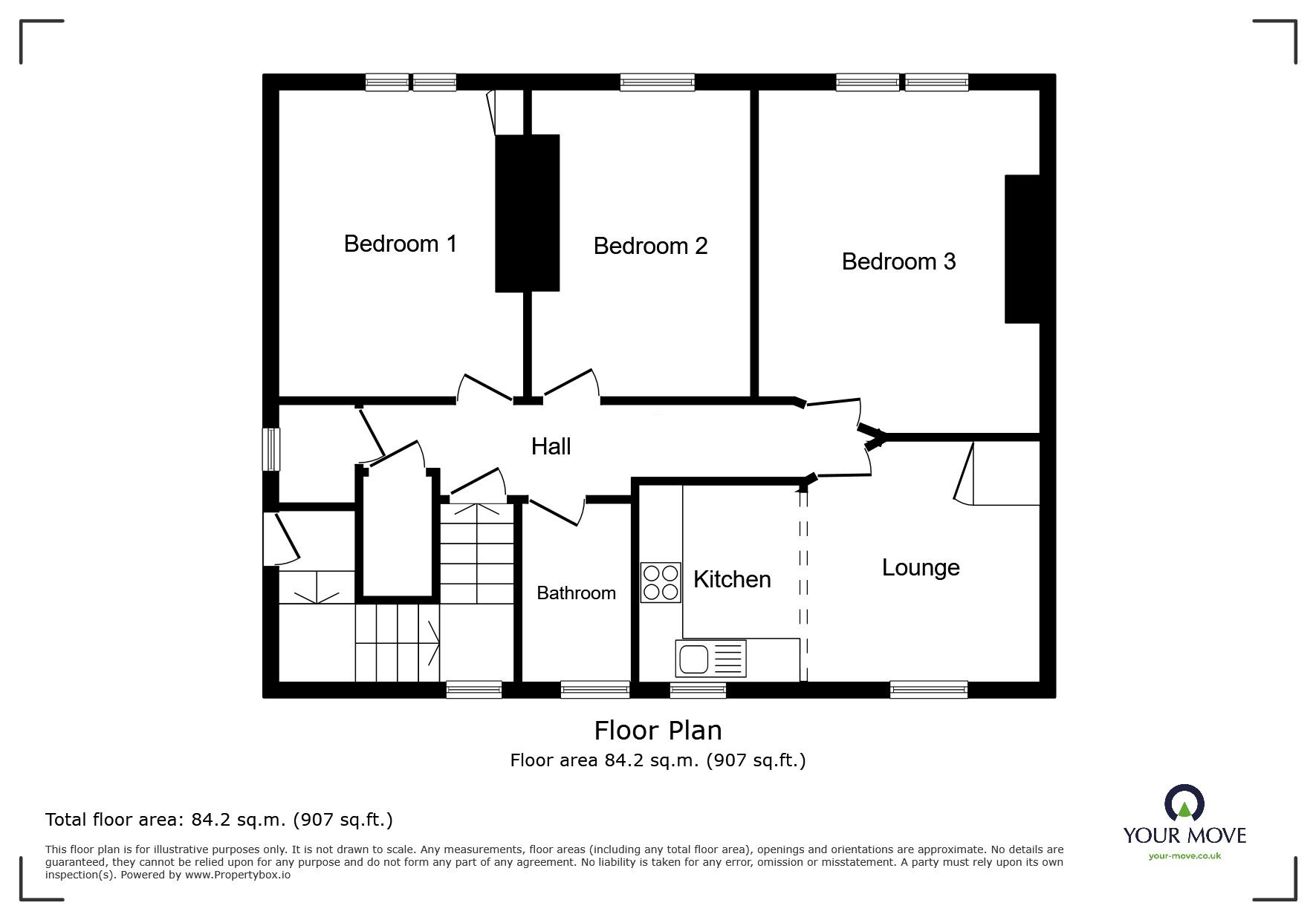 Floorplan of 3 bedroom  Flat to rent, Halkett Crescent, Dunfermline, Fife, KY11