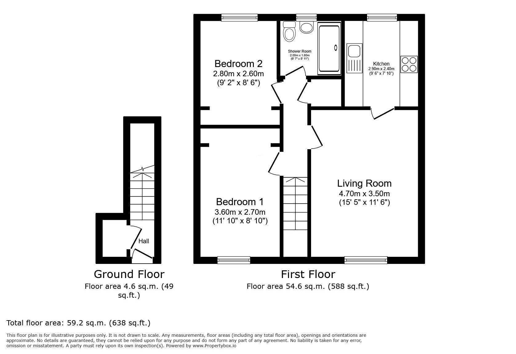 Floorplan of 2 bedroom  Flat for sale, Glenavon Drive, Cairneyhill, Fife, KY12