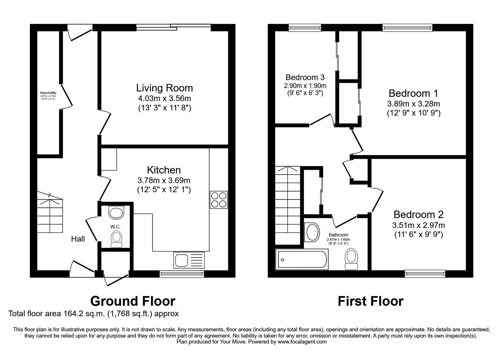 Floorplan of 3 bedroom Mid Terrace House for sale, Davenport Place, Rosyth, Fife, KY11