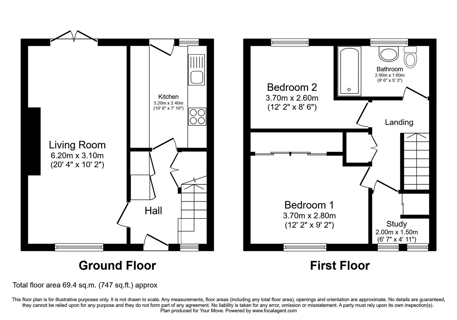 Floorplan of 2 bedroom End Terrace House for sale, Abbey Street, High Valleyfield, Fife, KY12
