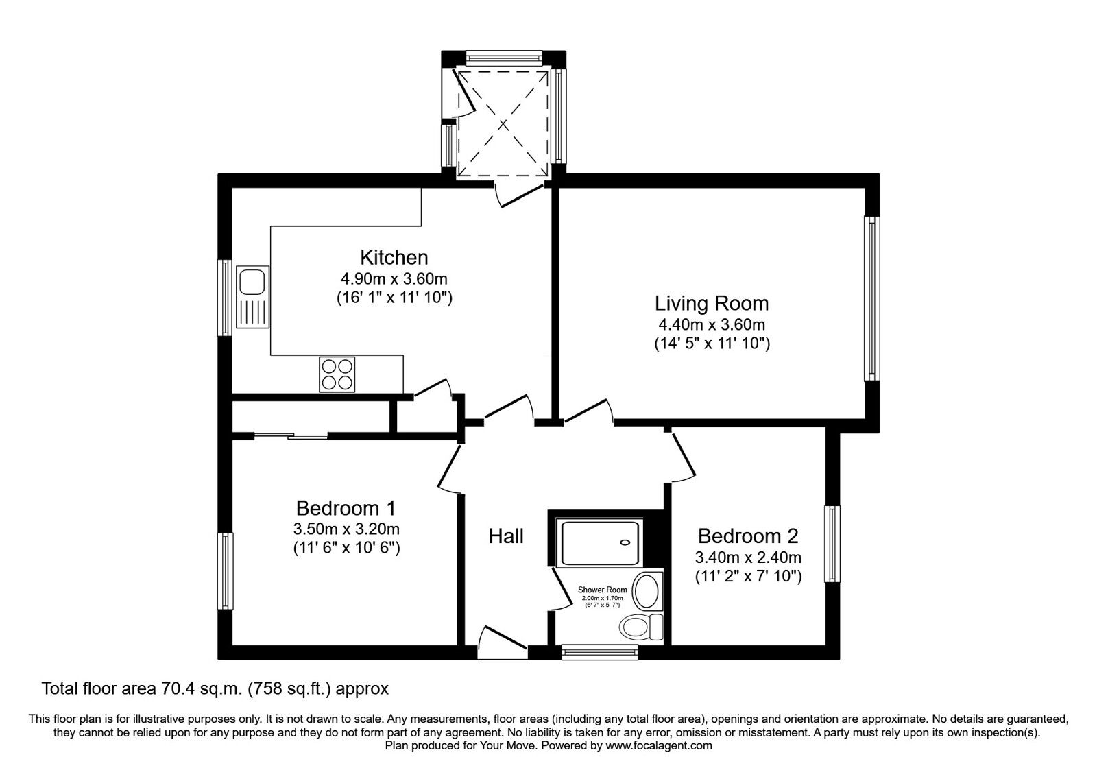 Floorplan of 2 bedroom Detached Bungalow for sale, Neidpath Place, Dunfermline, Fife, KY12