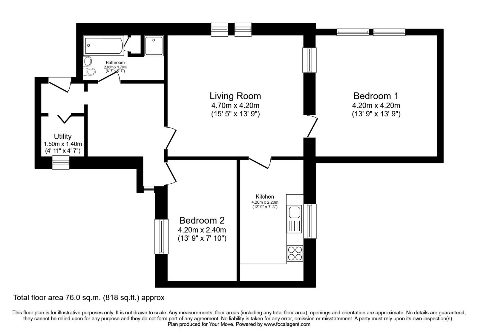 Floorplan of 2 bedroom  Flat for sale, Witchbrae, Dunfermline, Fife, KY12