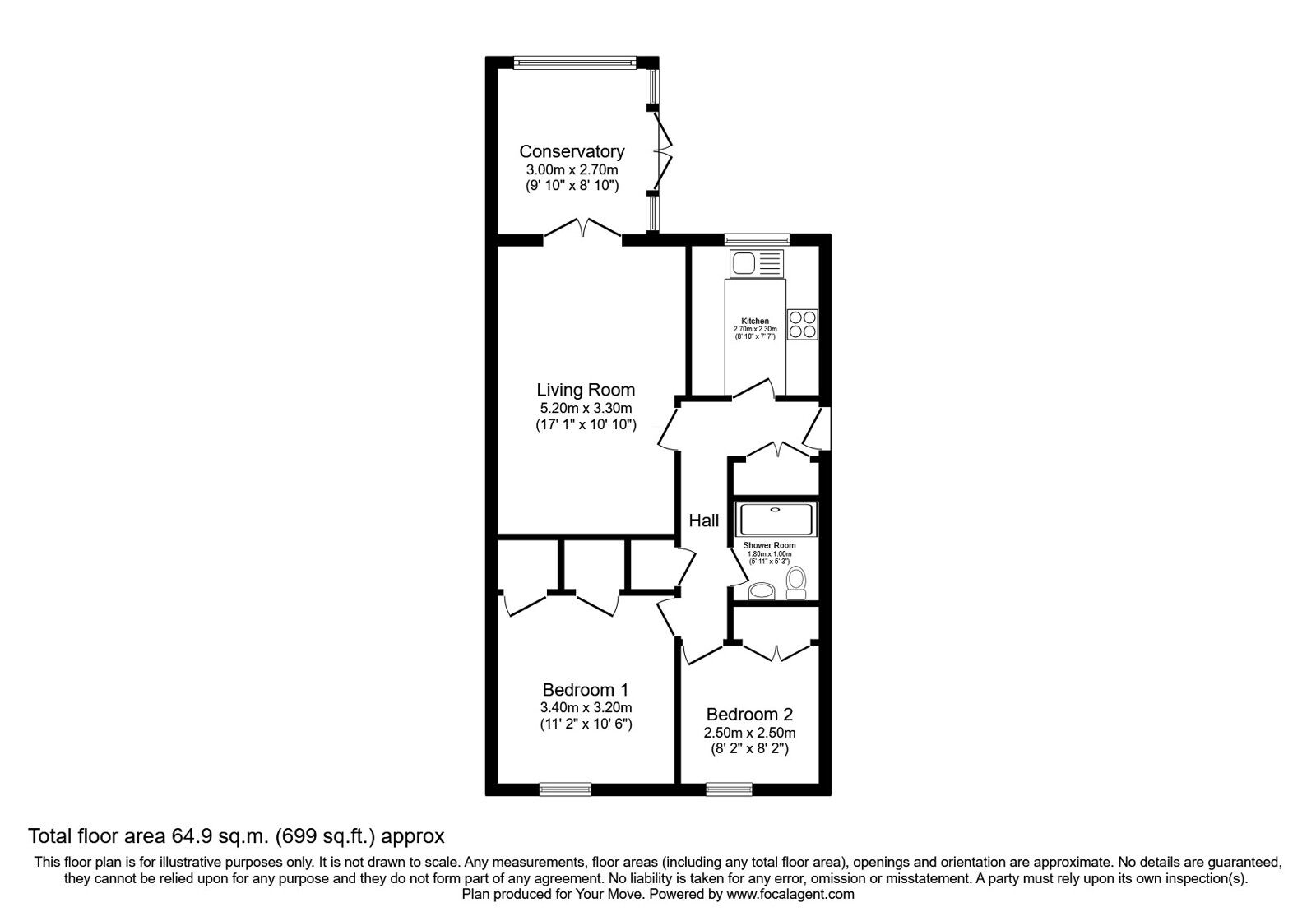 Floorplan of 2 bedroom Semi Detached Bungalow for sale, Birrell Drive, Dunfermline, Fife, KY11