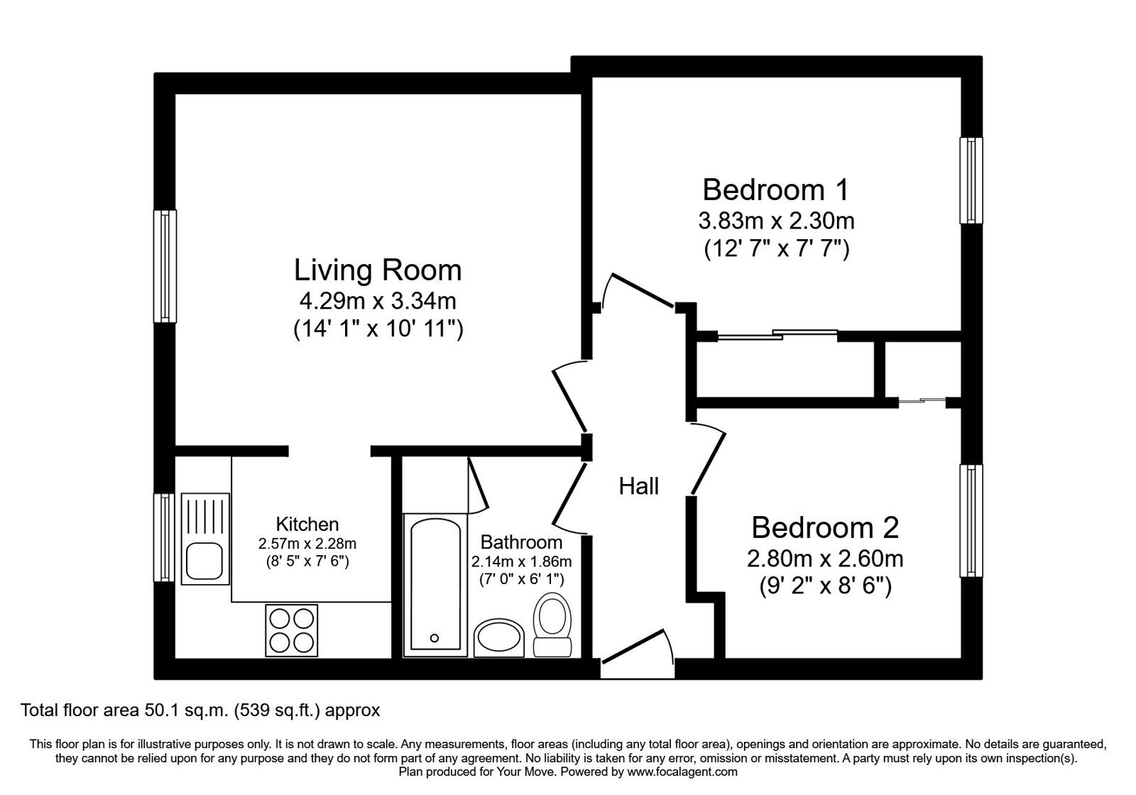 Floorplan of 2 bedroom  Flat for sale, Tulloch Court, Fife, KY4