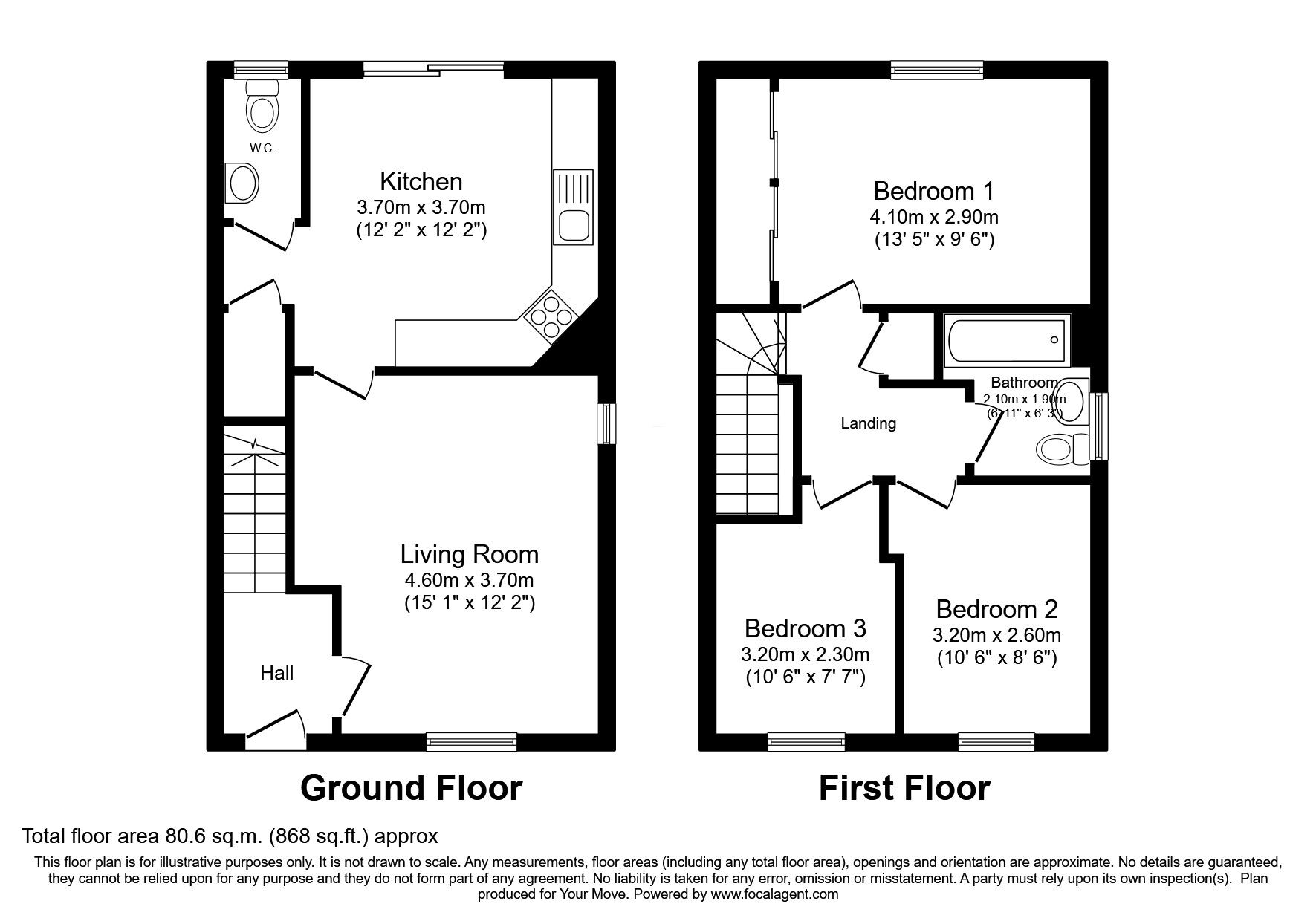 Floorplan of 3 bedroom End Terrace House for sale, Targate Road, Milesmark, Fife, KY12