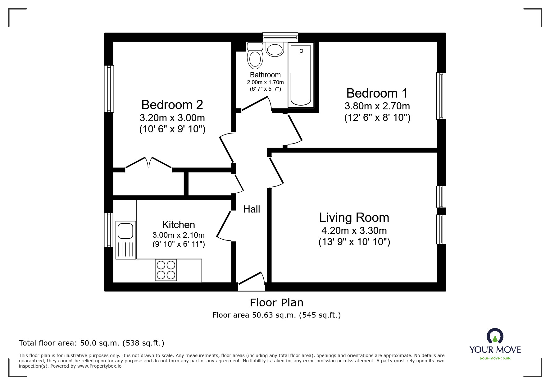 Floorplan of 2 bedroom  Flat to rent, Tulloch Court, Cowdenbeath, Fife, KY4