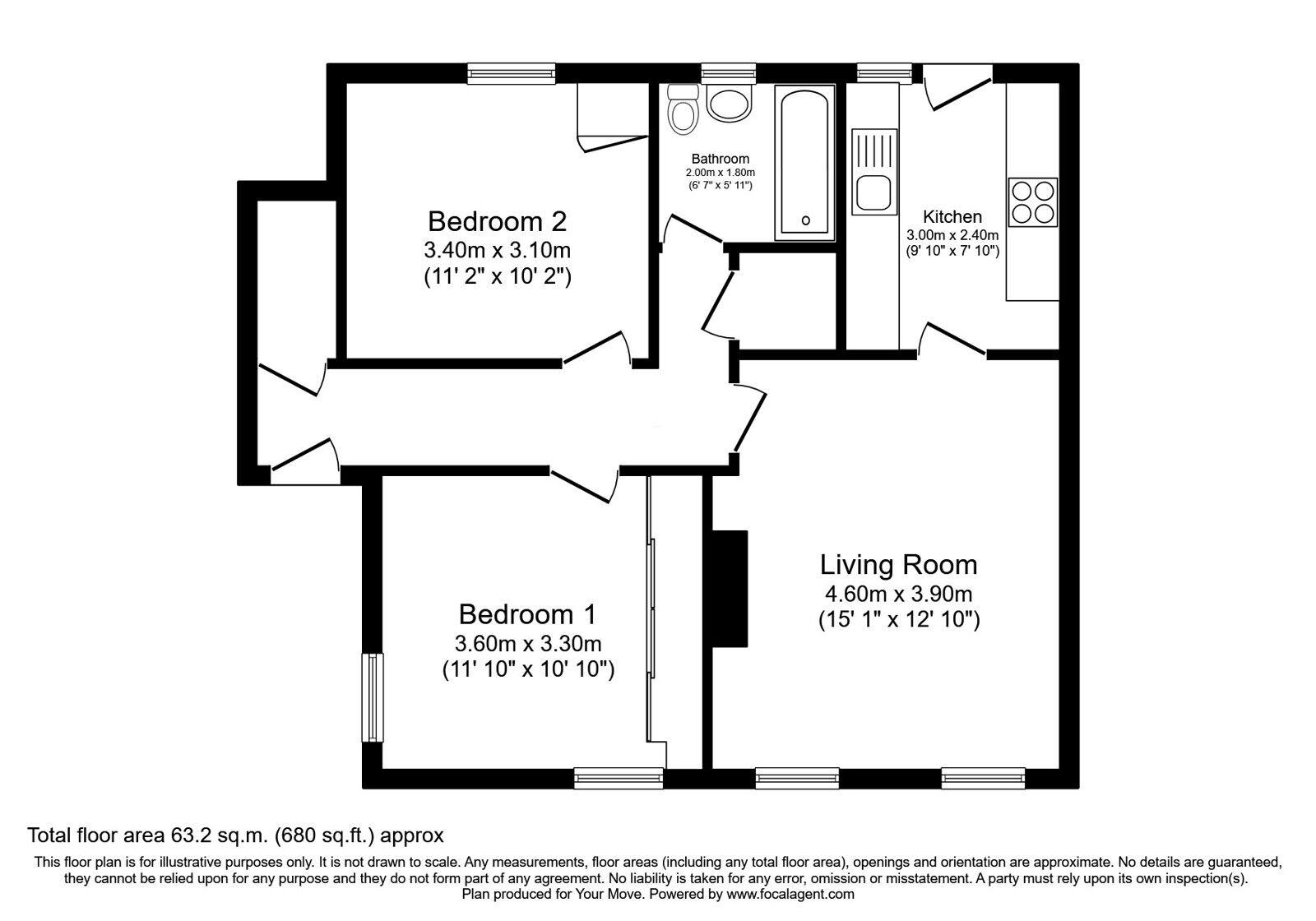 Floorplan of 2 bedroom  Flat for sale, Elizabeth Street, Dunfermline, Fife, KY11