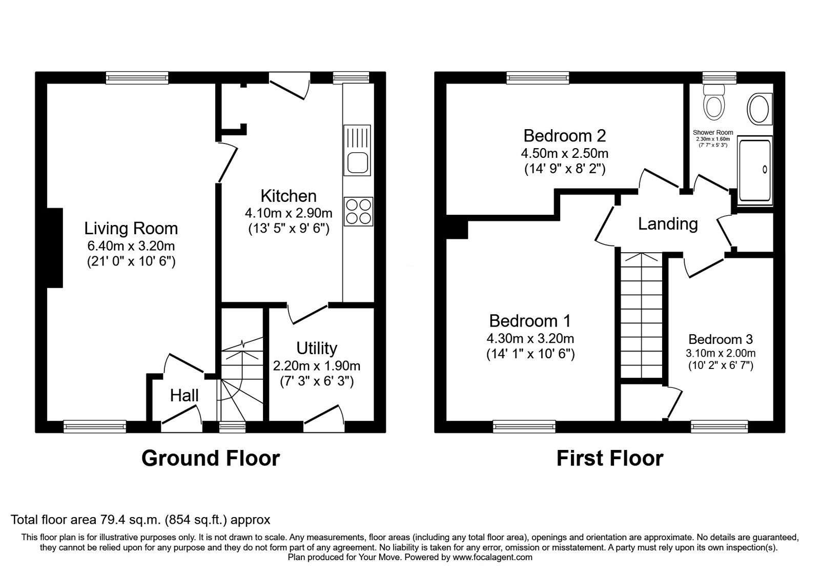 Floorplan of 3 bedroom End Terrace House for sale, Bute Crescent, Dunfermline, Fife, KY11