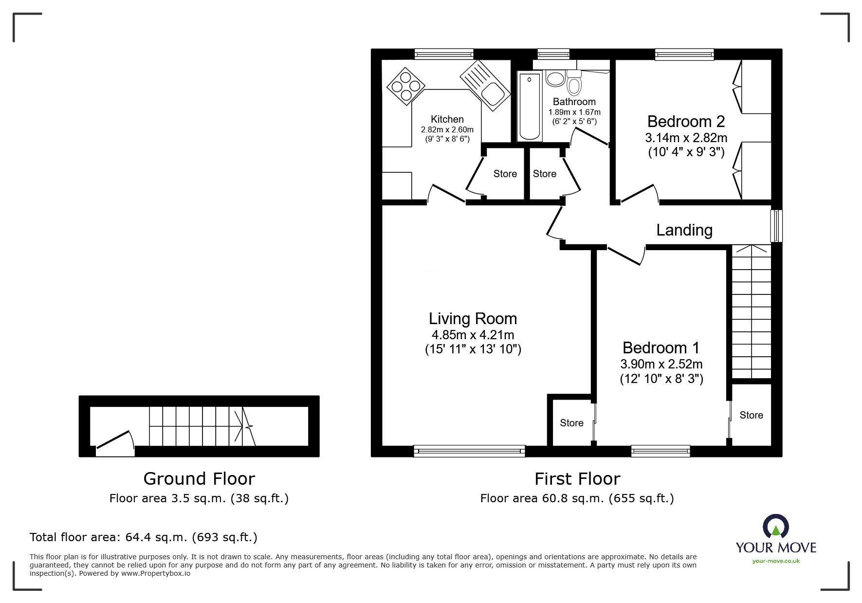 Floorplan of 2 bedroom  Flat to rent, Elgin Court, Dunfermline, Fife, KY12
