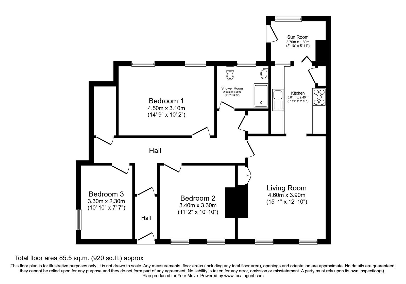 Floorplan of 3 bedroom  Flat for sale, Beveridge Street, Dunfermline, Fife, KY11