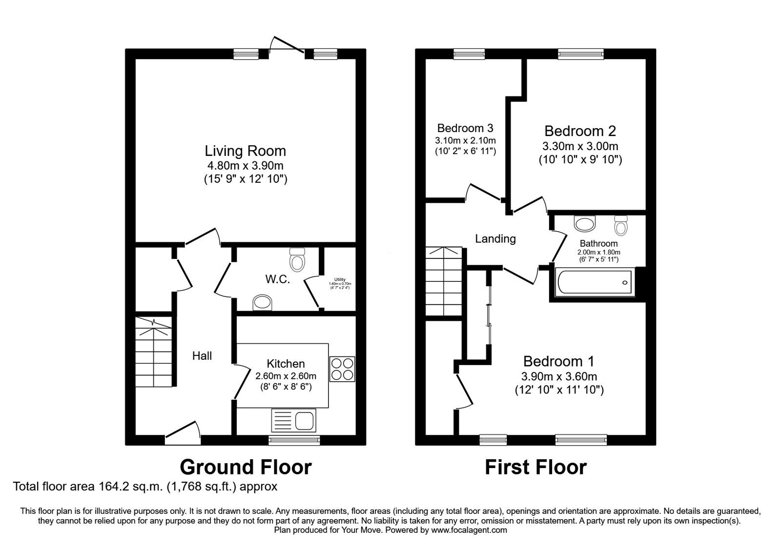 Floorplan of 3 bedroom Mid Terrace House for sale, The Heathers Wynd, Dunfermline, Fife, KY11
