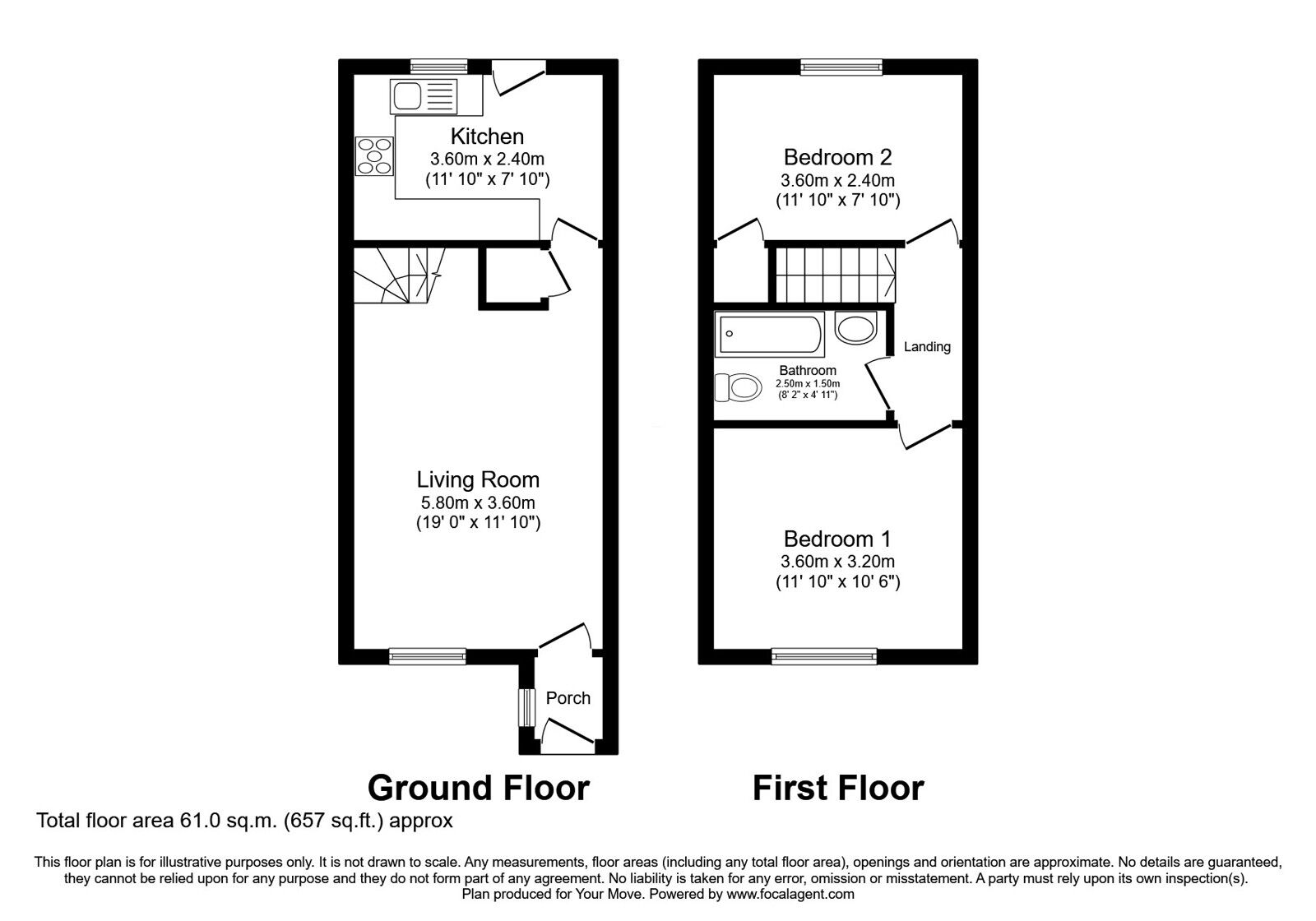 Floorplan of 2 bedroom Mid Terrace House for sale, Struan Place, Inverkeithing, Fife, KY11