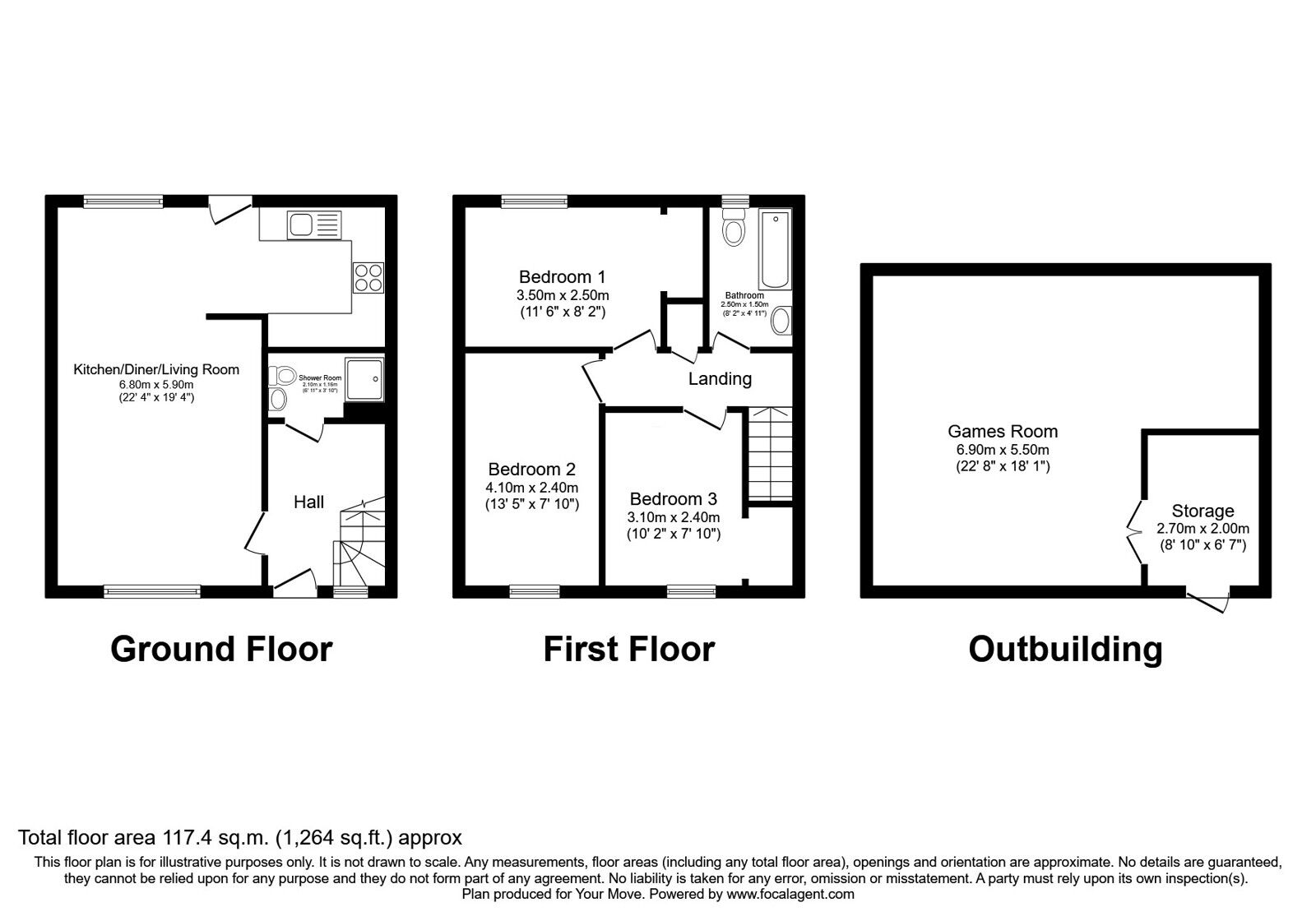 Floorplan of 3 bedroom Semi Detached House for sale, Mossbank, Rosyth, Fife, KY11
