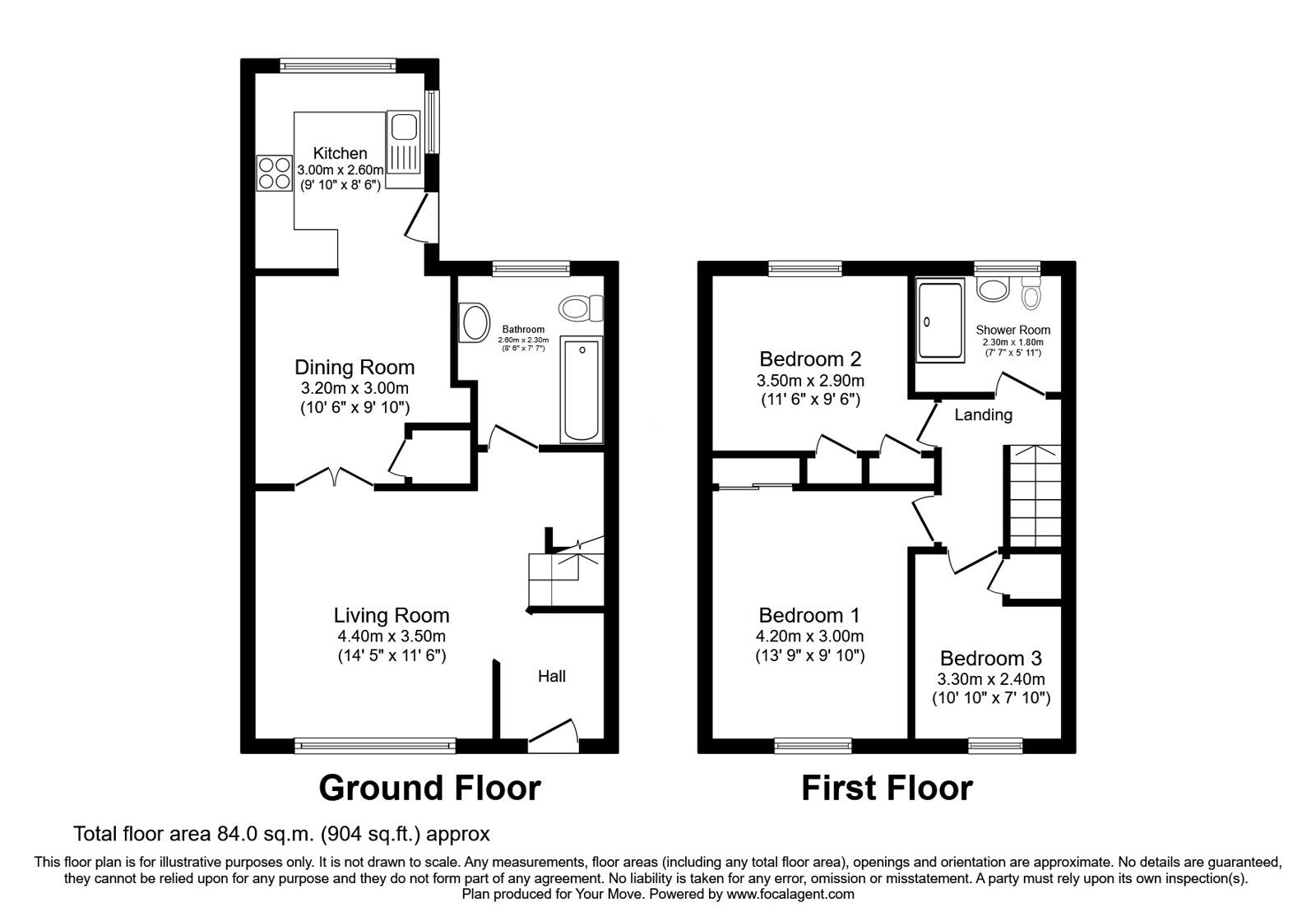 Floorplan of 3 bedroom Mid Terrace House for sale, Woodmill Place, Dunfermline, Fife, KY11
