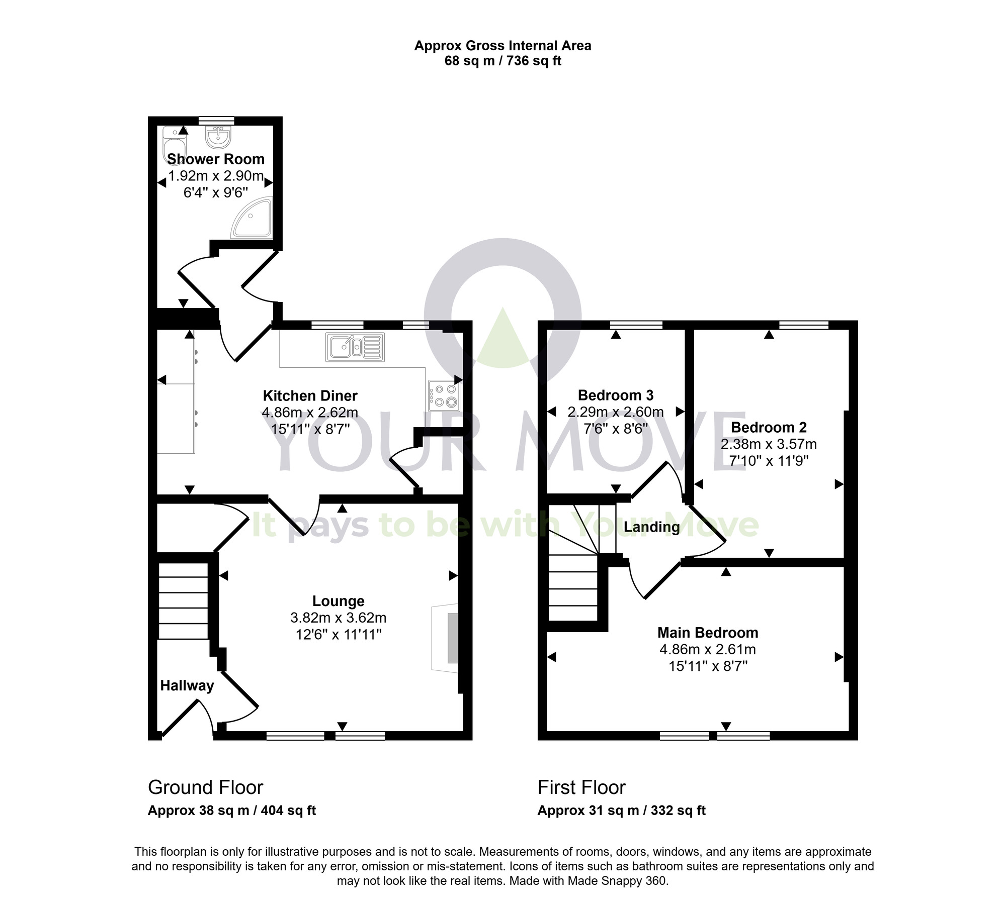 Floorplan of 3 bedroom Mid Terrace House for sale, Main Road, Crombie, Fife, KY12