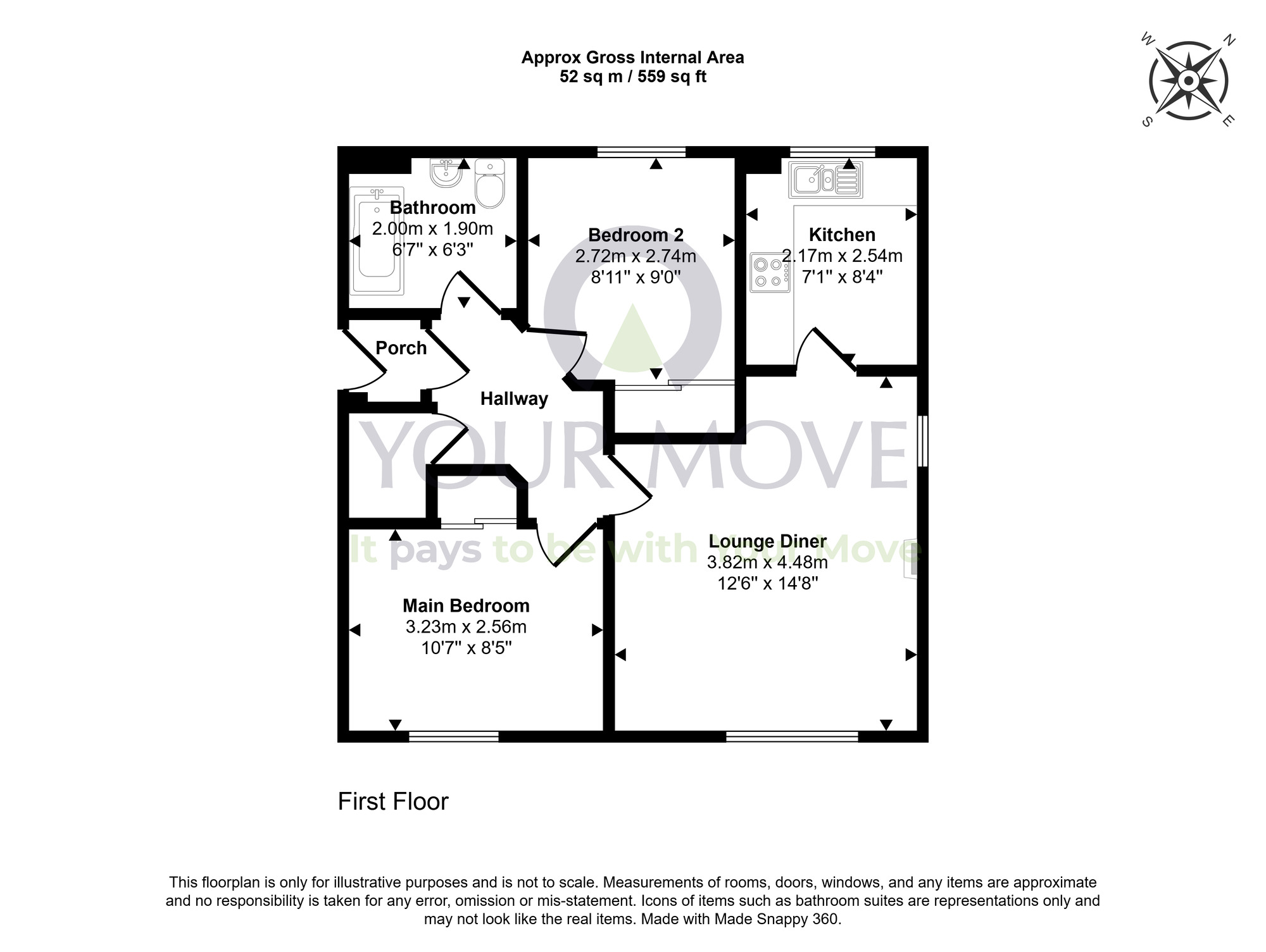 Floorplan of 2 bedroom Flat for sale, Bothwell Court, Dunfermline, Fife, KY11