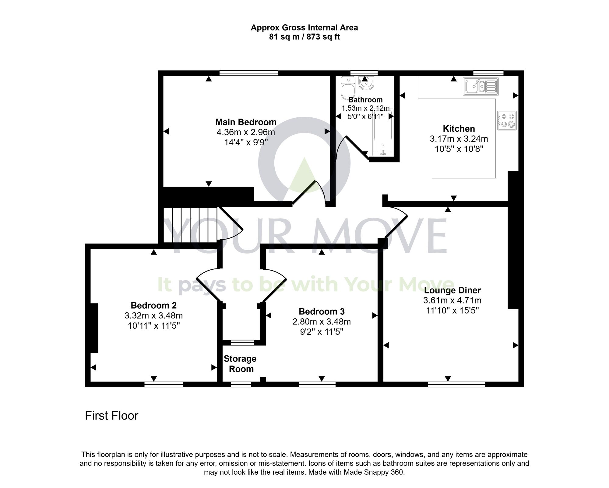 Floorplan of 3 bedroom Flat for sale, Spittalfield Crescent, Inverkeithing, Fife, KY11