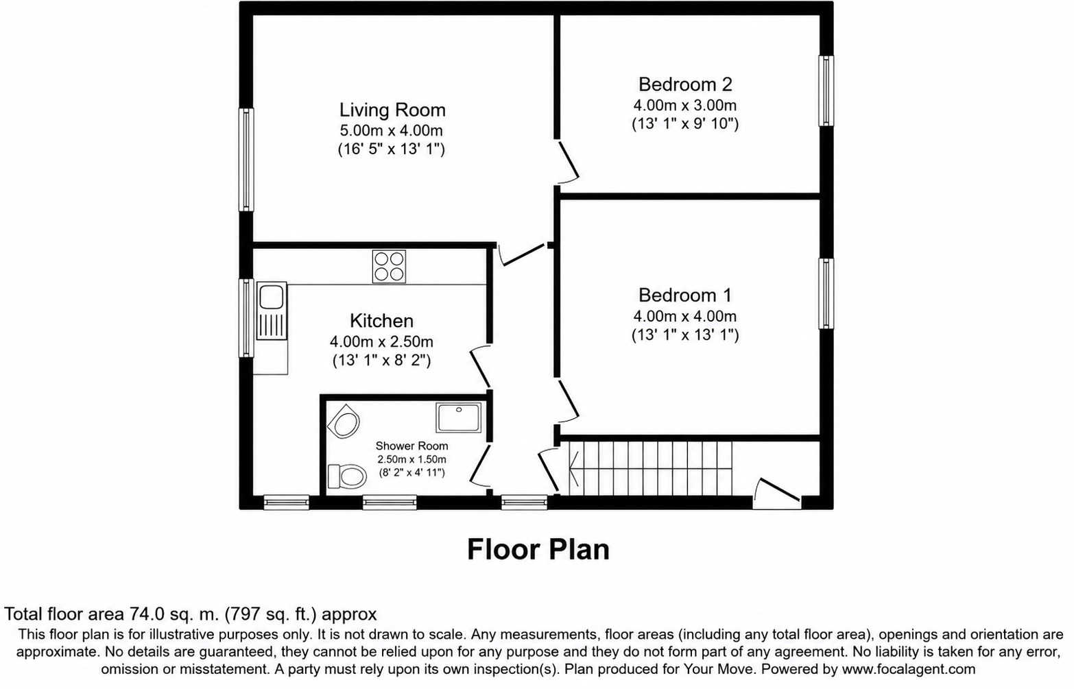 Floorplan of 2 bedroom Flat to rent, Walker Street, Lochgelly, Fife, KY5