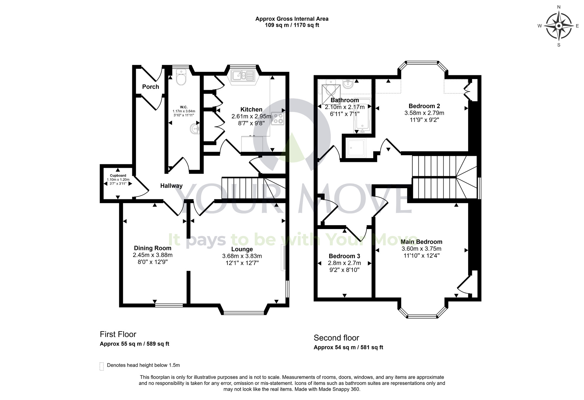 Floorplan of 3 bedroom House for sale, Pittencrieff Street, Dunfermline, Fife, KY12