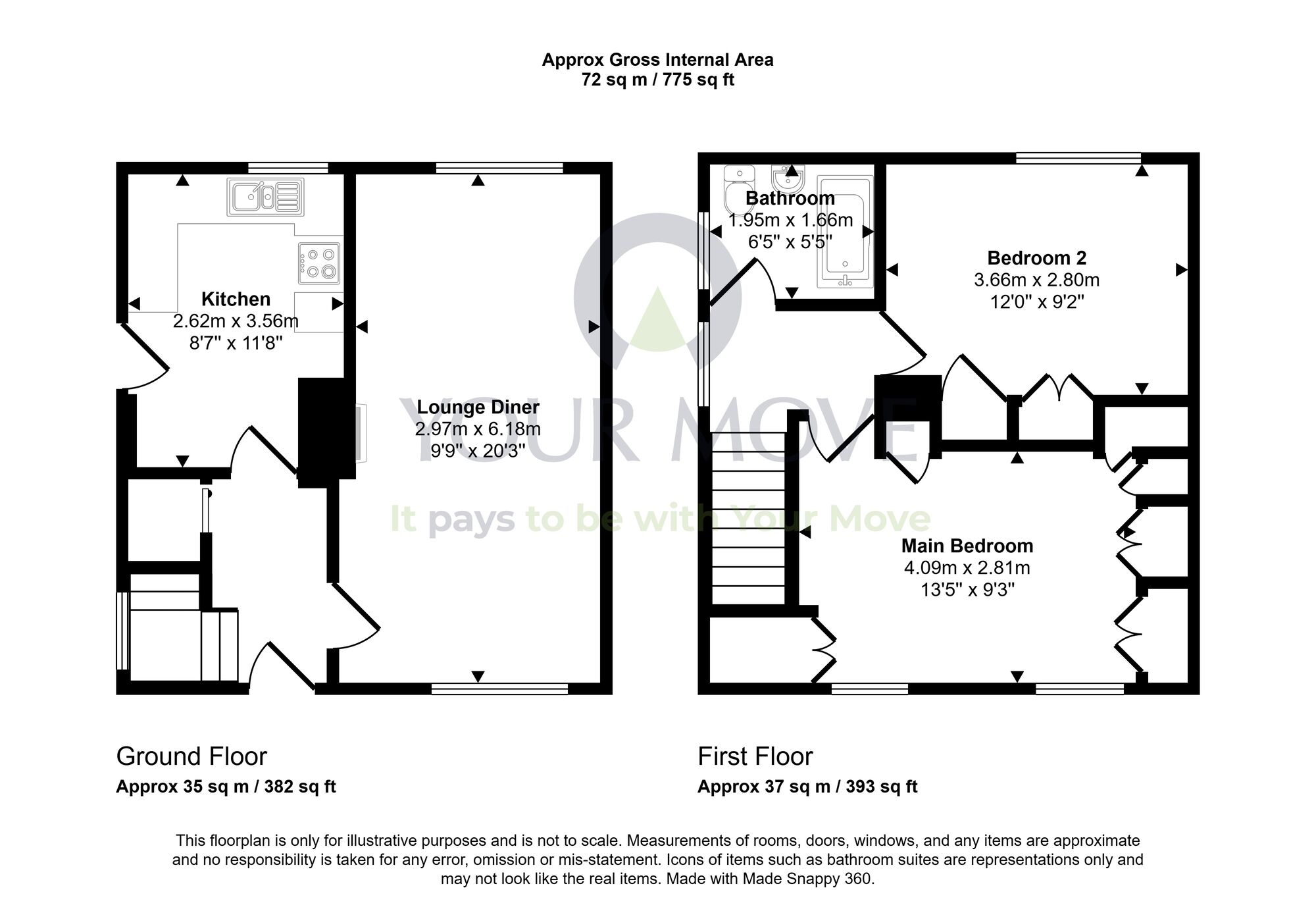 Floorplan of 2 bedroom End Terrace House for sale, Beechbank Crescent, Kelty, Fife, KY4