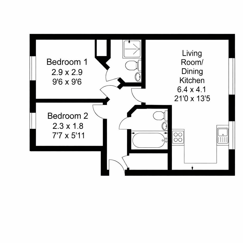 Floorplan of 2 bedroom Flat to rent, Edmund Place, Dunfermline, Fife, KY12