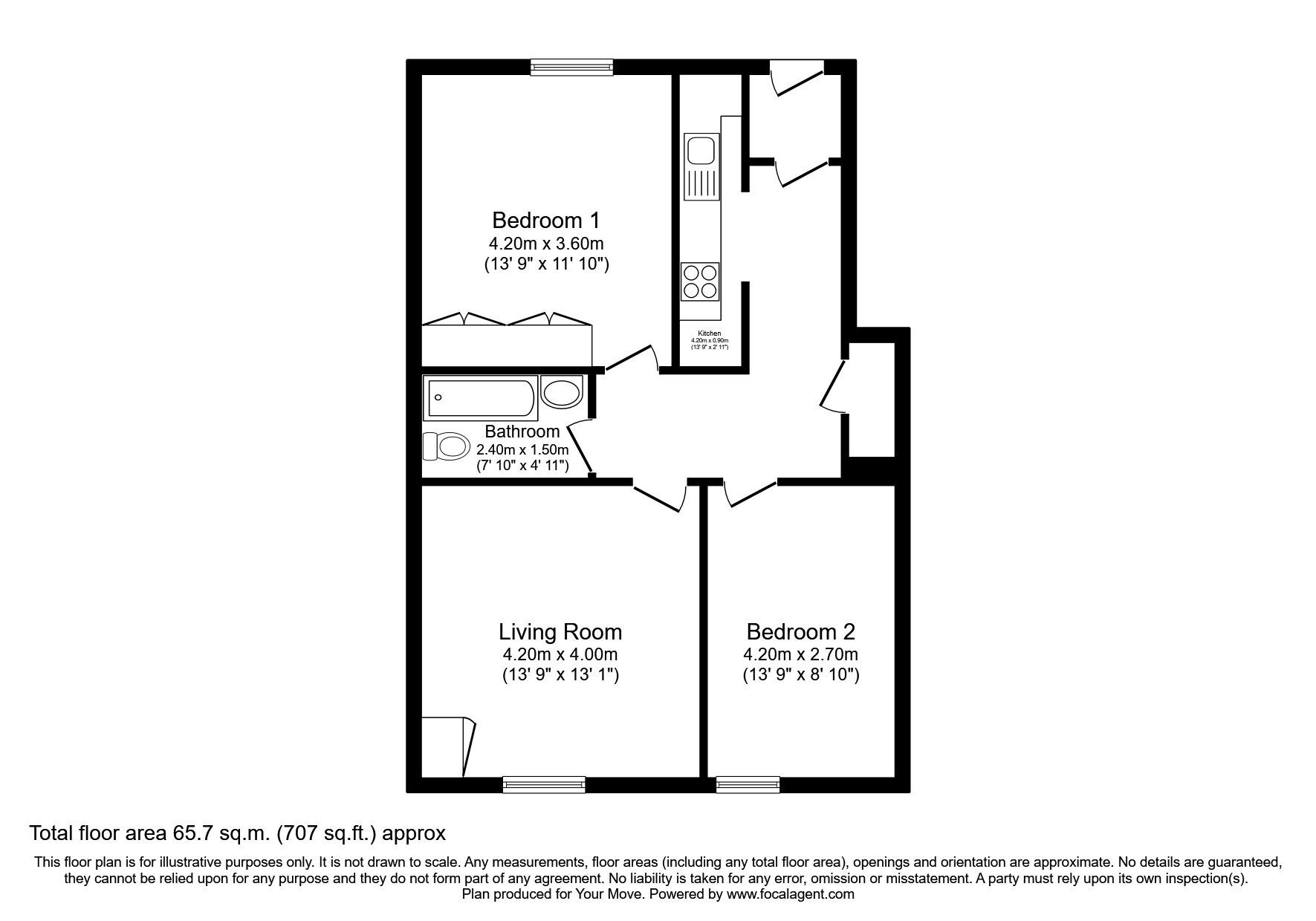 Floorplan of 2 bedroom Flat for sale, Pittencrieff Street, Dunfermline, Fife, KY12