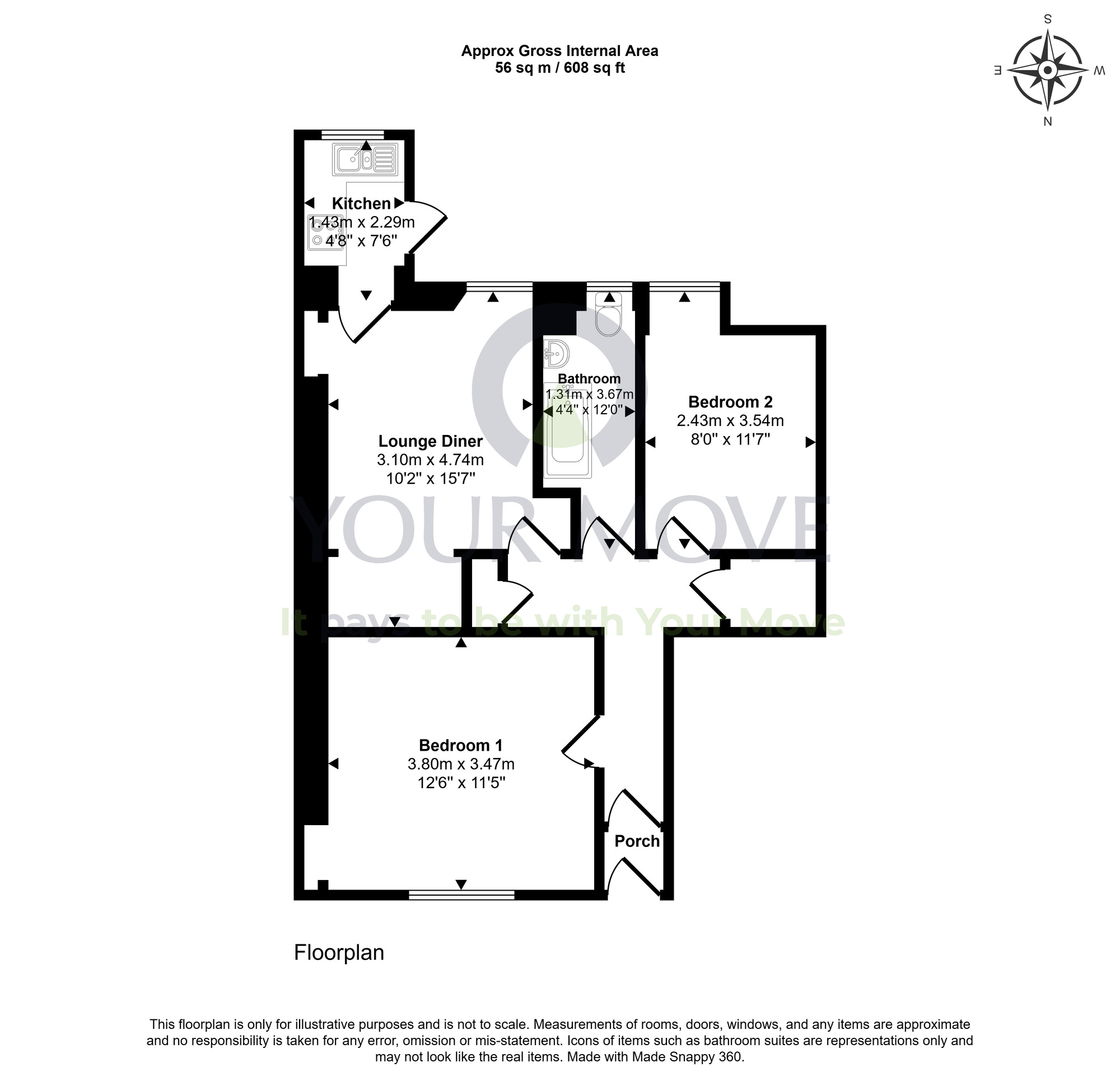 Floorplan of 2 bedroom Flat for sale, Appin Crescent, Dunfermline, KY12