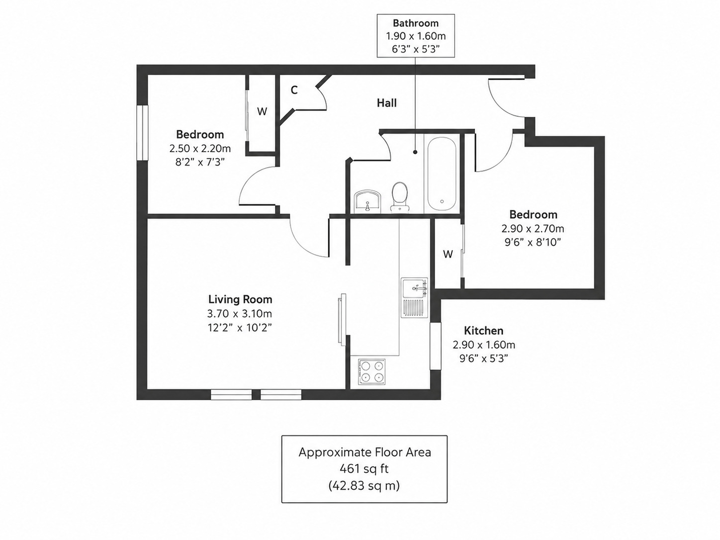 Floorplan of 2 bedroom Flat to rent, Skibo Court, Dunfermline, Fife, KY12