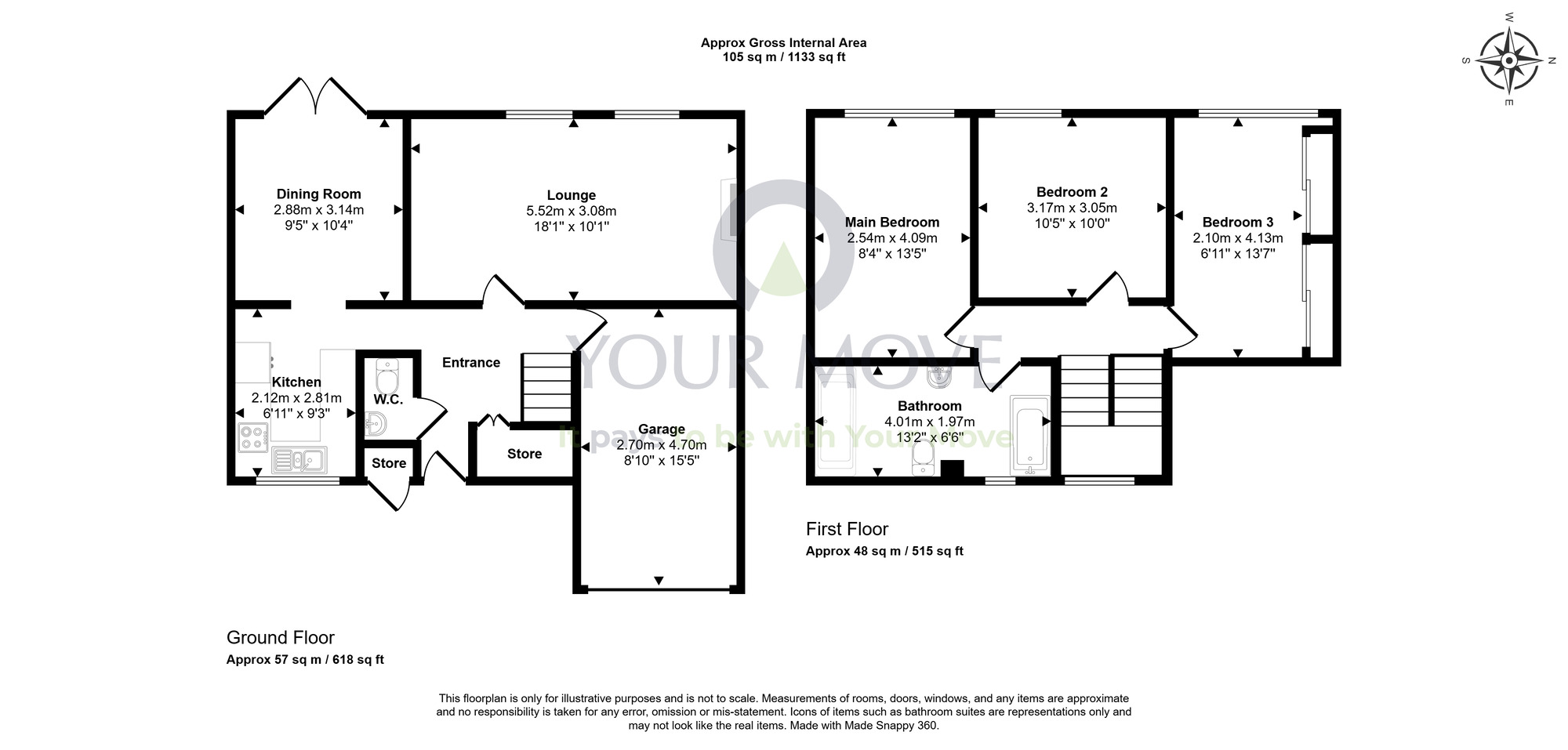 Floorplan of 3 bedroom Mid Terrace House for sale, Corbett Place, Dunfermline, Fife, KY11