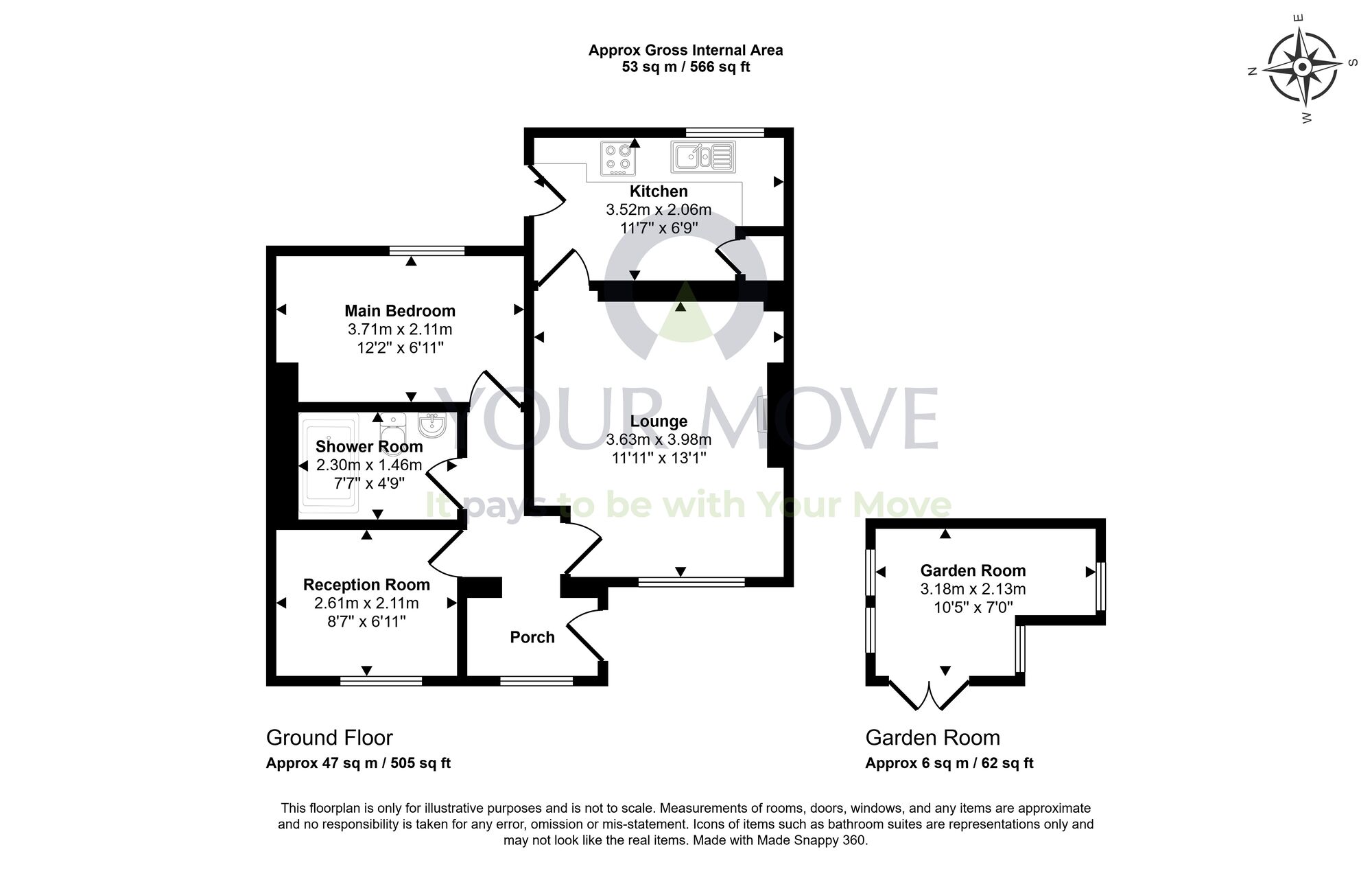 Floorplan of 2 bedroom Semi Detached Bungalow for sale, Main Street, Comrie, Fife, KY12