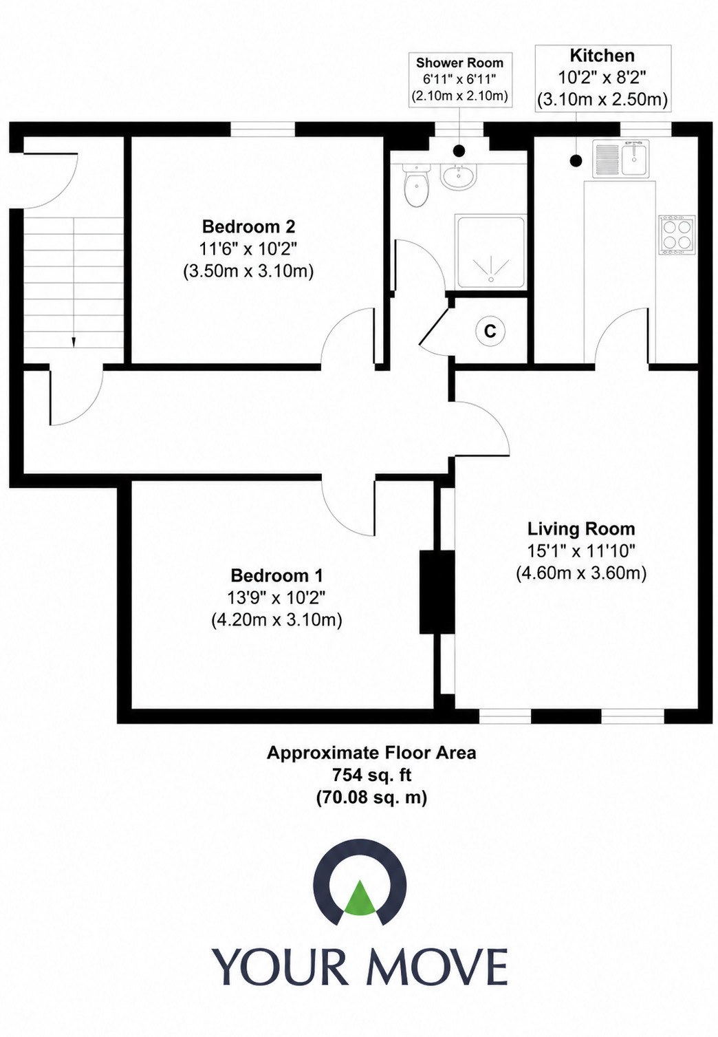 Floorplan of 2 bedroom Flat to rent, Louise Street, Dunfermline, Fife, KY11