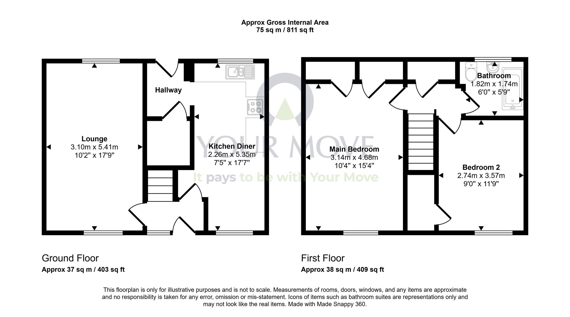 Floorplan of 2 bedroom End Terrace House for sale, Walls Place, Dunfermline, Fife, KY11