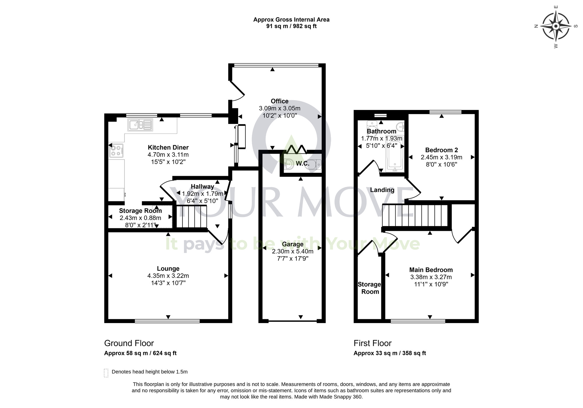 Floorplan of 2 bedroom Semi Detached House for sale, Old Forge Grove, Comrie, Fife, KY12