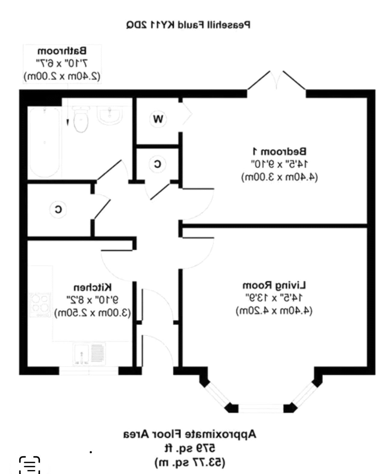 Floorplan of 1 bedroom Flat to rent, Peasehill Fauld, Rosyth, Fife, KY11