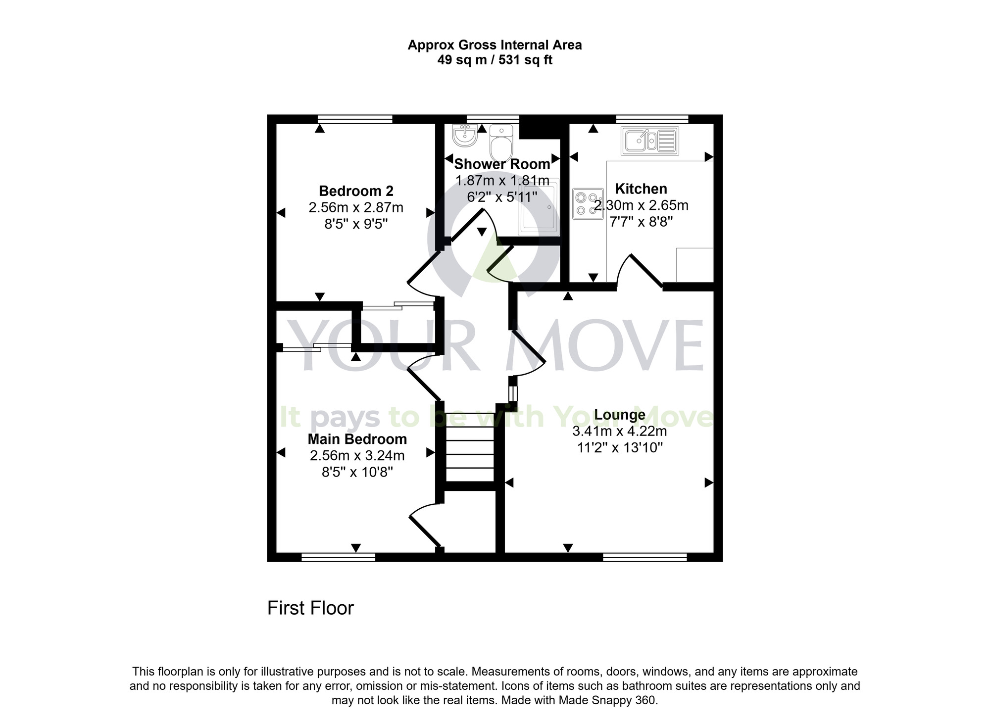 Floorplan of 2 bedroom Flat for sale, Lawrence Street, Kelty, Fife, KY4