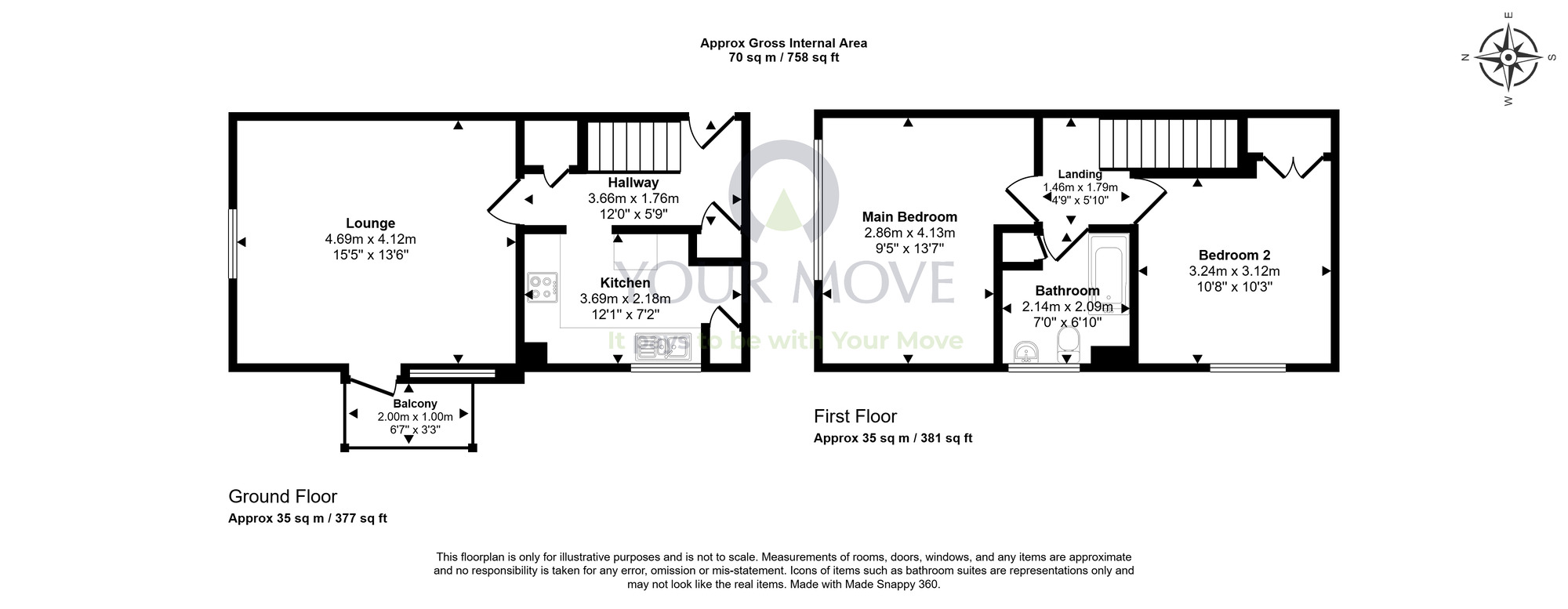 Floorplan of 2 bedroom Flat for sale, Urquhart Crescent, Dunfermline, Fife, KY12