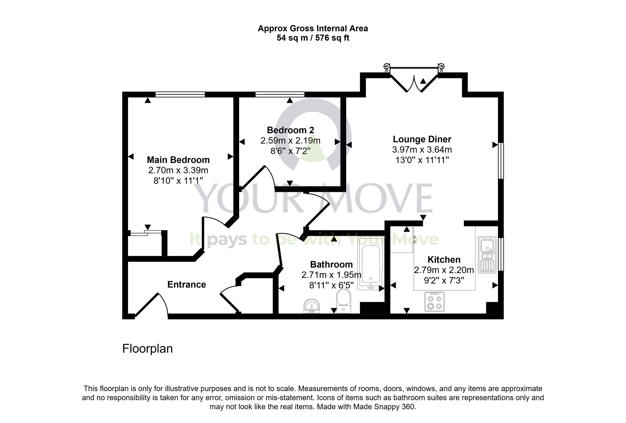 Floorplan of 2 bedroom Flat for sale, Blane Crescent, Dunfermline, Fife, KY11