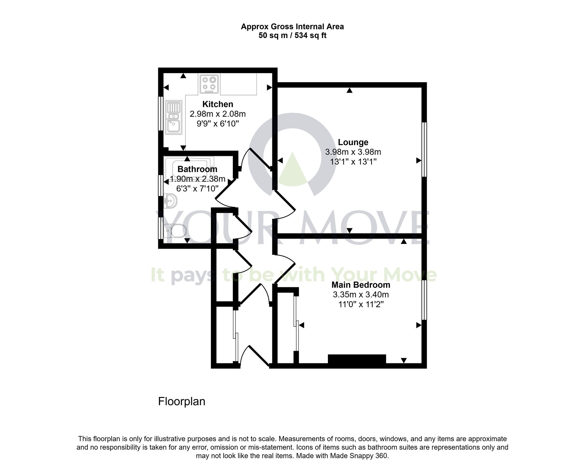 Floorplan of 1 bedroom Flat to rent, Forth Street, Dunfermline, Fife, KY12