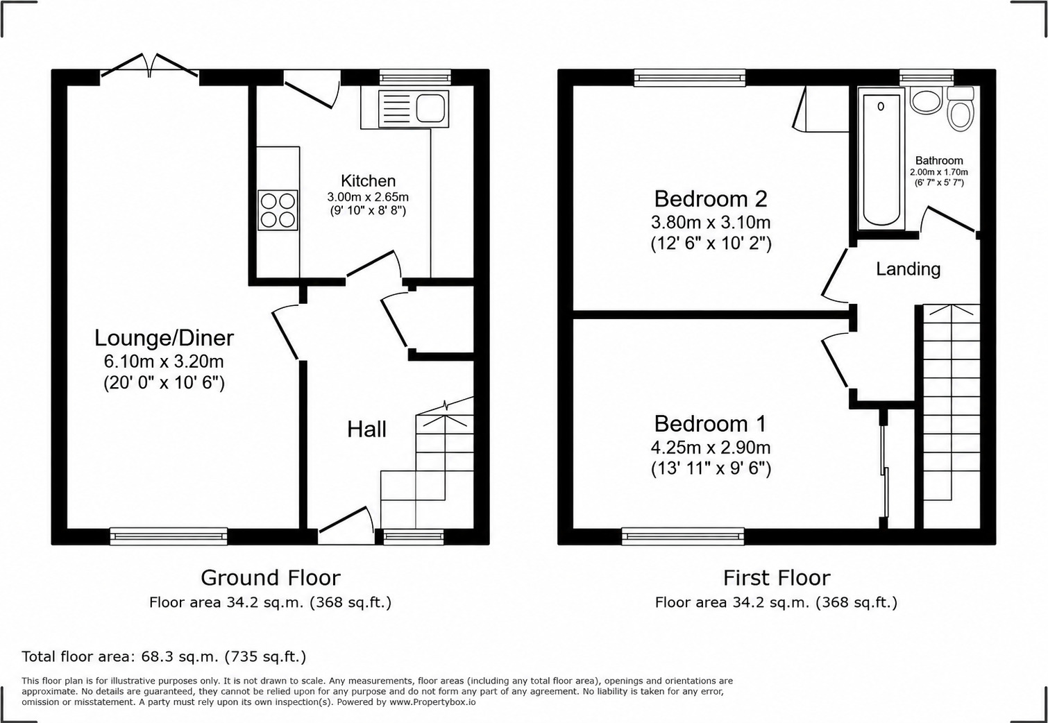 Floorplan of 2 bedroom End Terrace House to rent, Hillview, Cowdenbeath, Fife, KY4