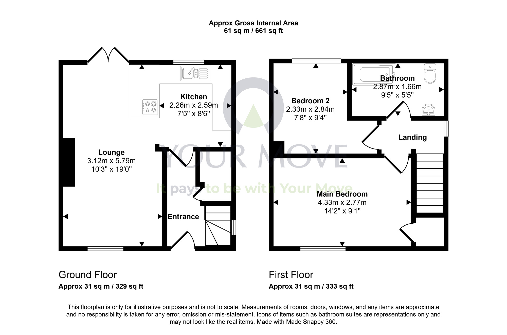 Floorplan of 2 bedroom Semi Detached House for sale, Oaklea, Saline, Fife, KY12