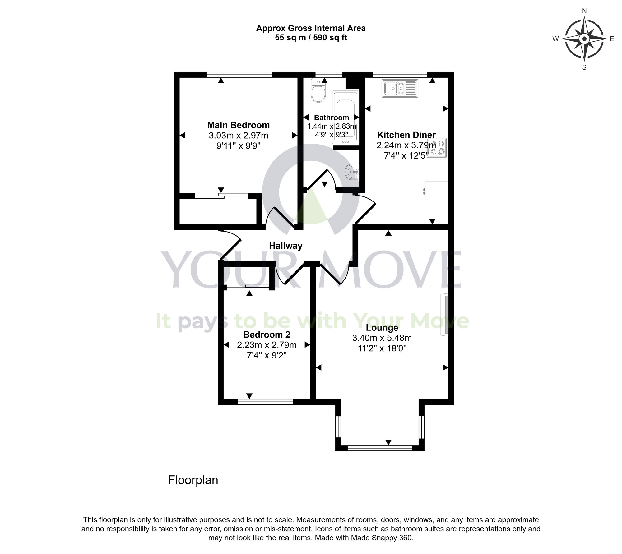 Floorplan of 2 bedroom Flat to rent, David Henderson Court, Dunfermline, Fife, KY12